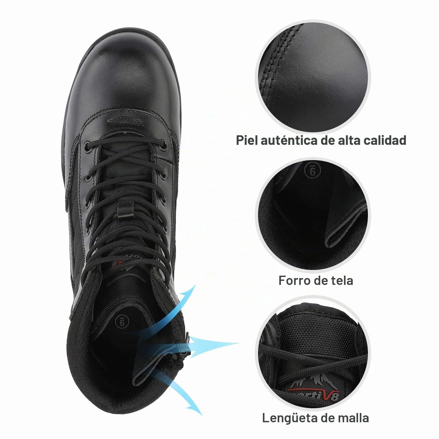 NORTIV 8 Botas de Trabajo Tácticas Militares para Hombre con Cremallera Lateral Botas de Combate de Motocicleta de Horma Ancho