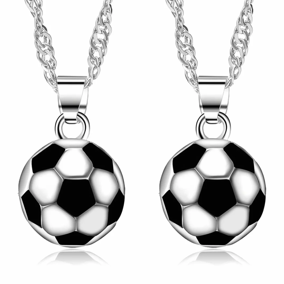 Collares para niño, 2 uds collar de fútbol colgante de fútbol collar de Metal aficionado al fútbol atletas Unisex