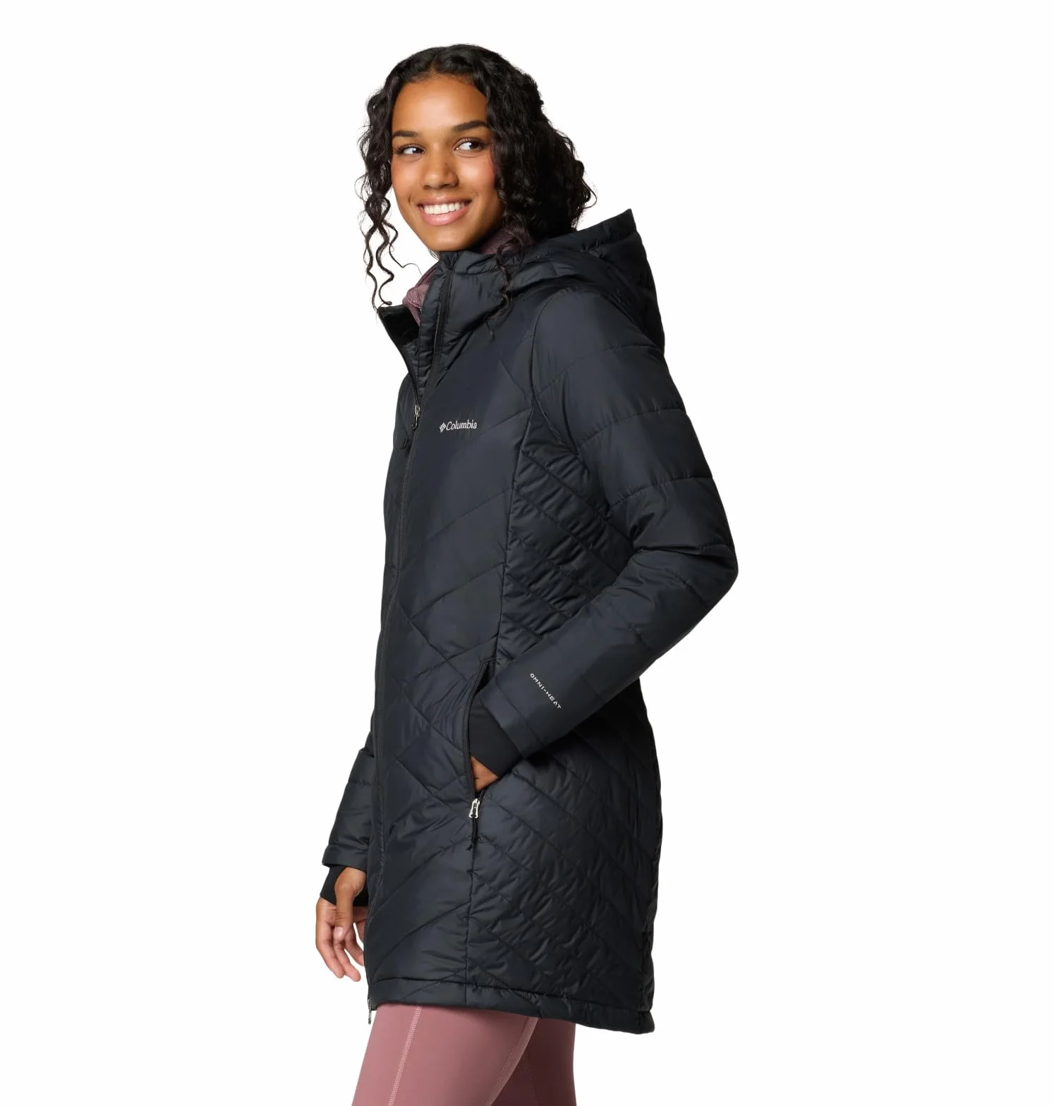Columbia Heavenly Long Hooded Jacket, Chaqueta Acolchada Con Capucha para Mujer