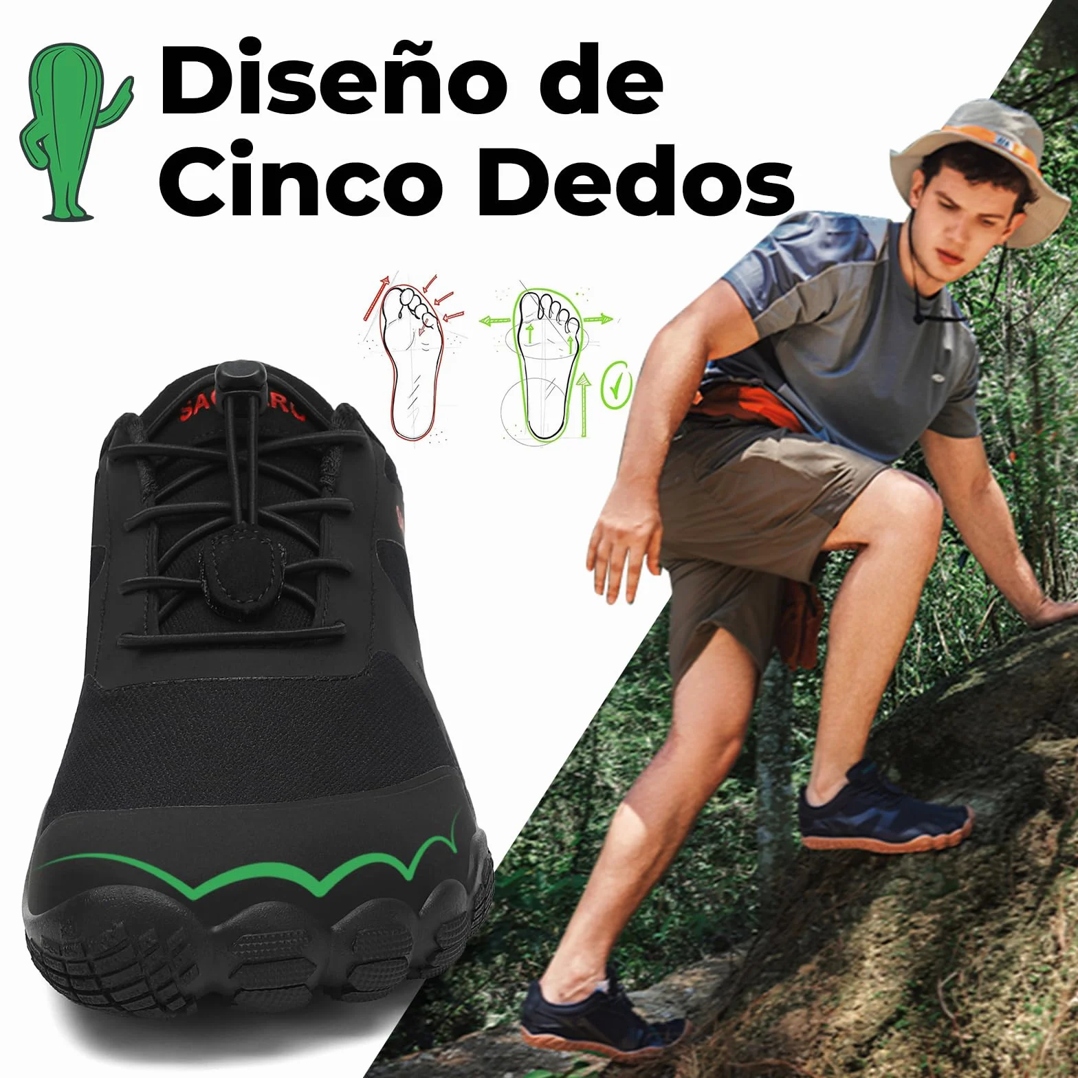 SAGUARO Barefoot Zapatillas Minimalista Ligera Zapatillas de Trail Running para Zero Drop Soles, Gr.36-48