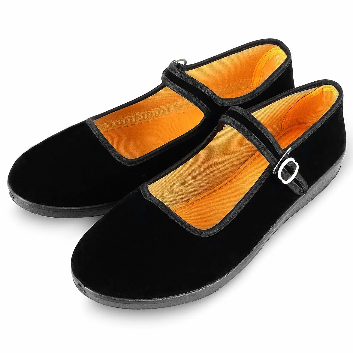 Zapatos Mary Jane de Terciopelo de Las Mujeres Algodón Negro Antigua Pekín Pisos de Tela Ejercicio Zapatos de Baile