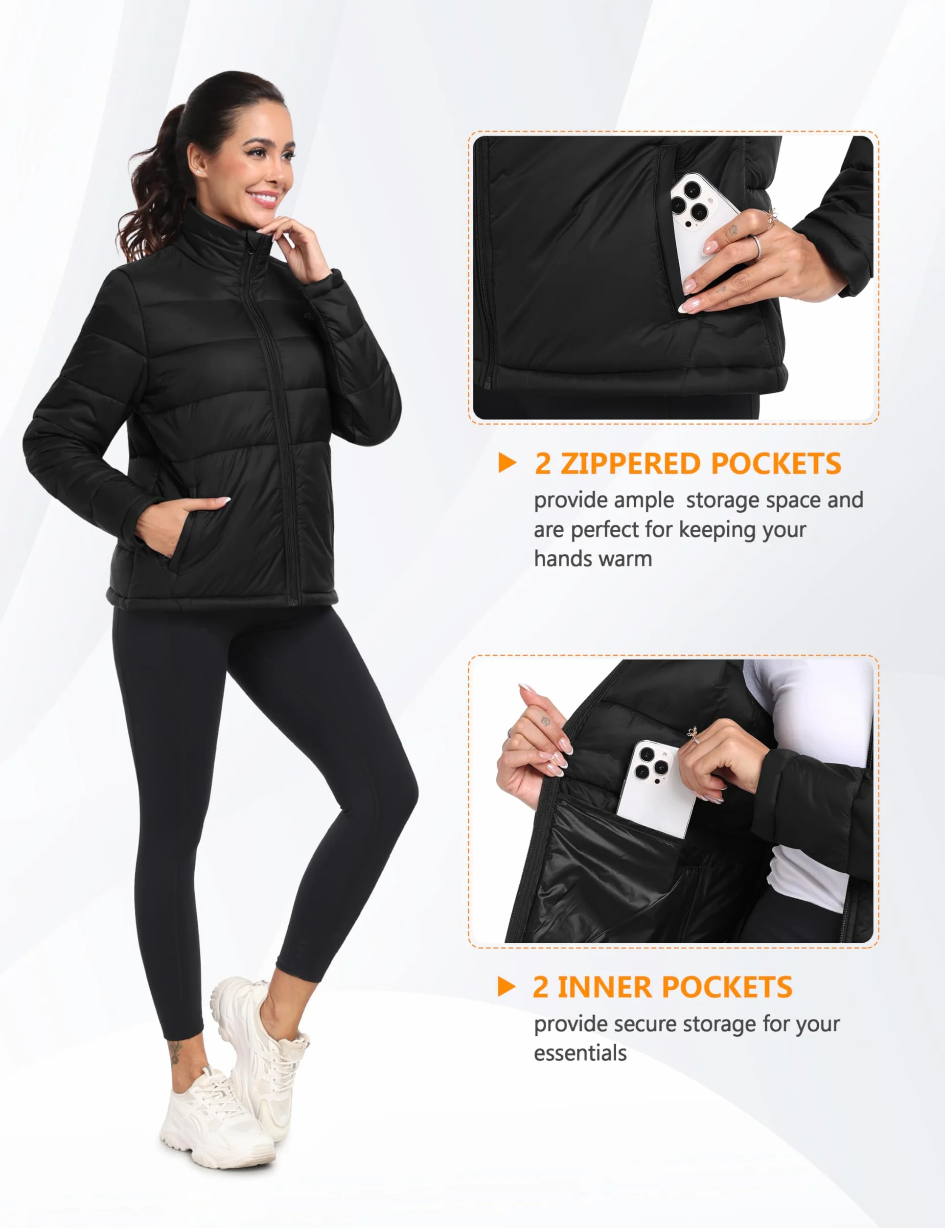 MoFiz Chaqueta de Pluma Ligero Mujer Chaqueta de Plumón Invierno Cálido Plumiferos Abrigo Antiviento con bolsillo
