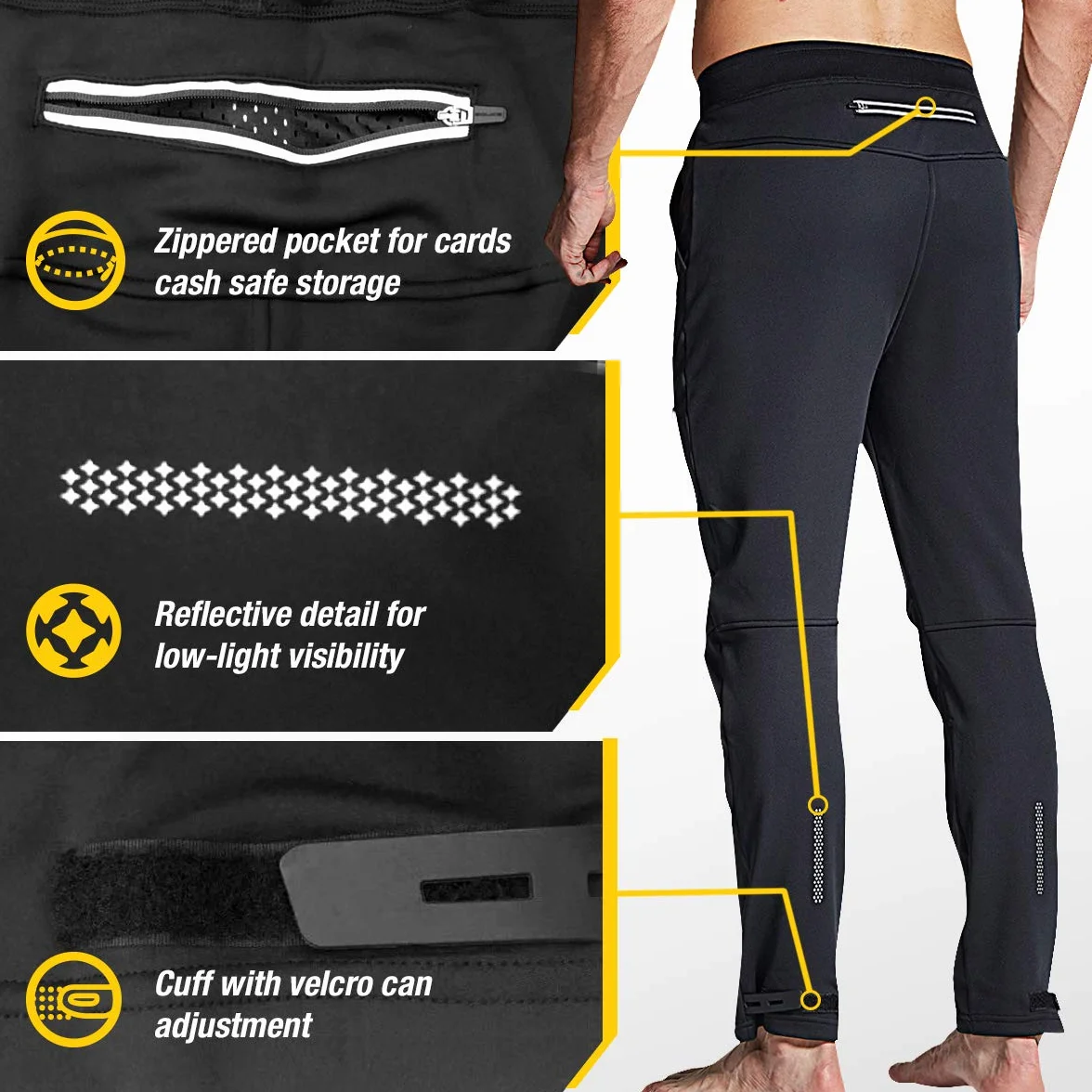 Souke Sports Pantalones Ciclismo Hombre Invierno Pantalones Largos Térmico Pantalón Chándal para Fitness, Camping, Escalada, Correr y Esquiar