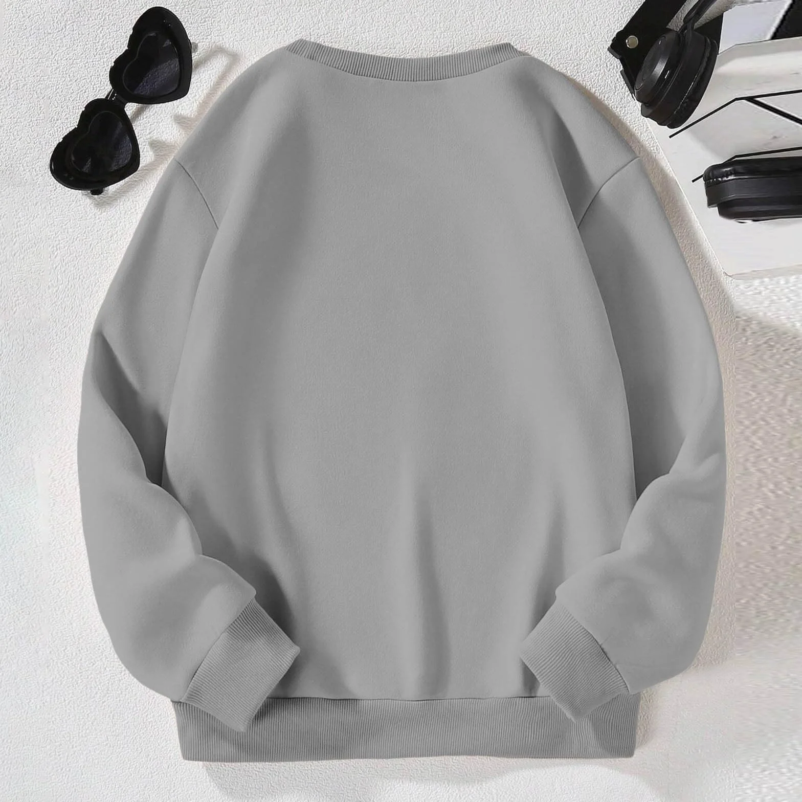 Generisch Sudadera casual de cuello redondo para niña, manga larga, suéter bonito, talla grande, forro polar ligero
