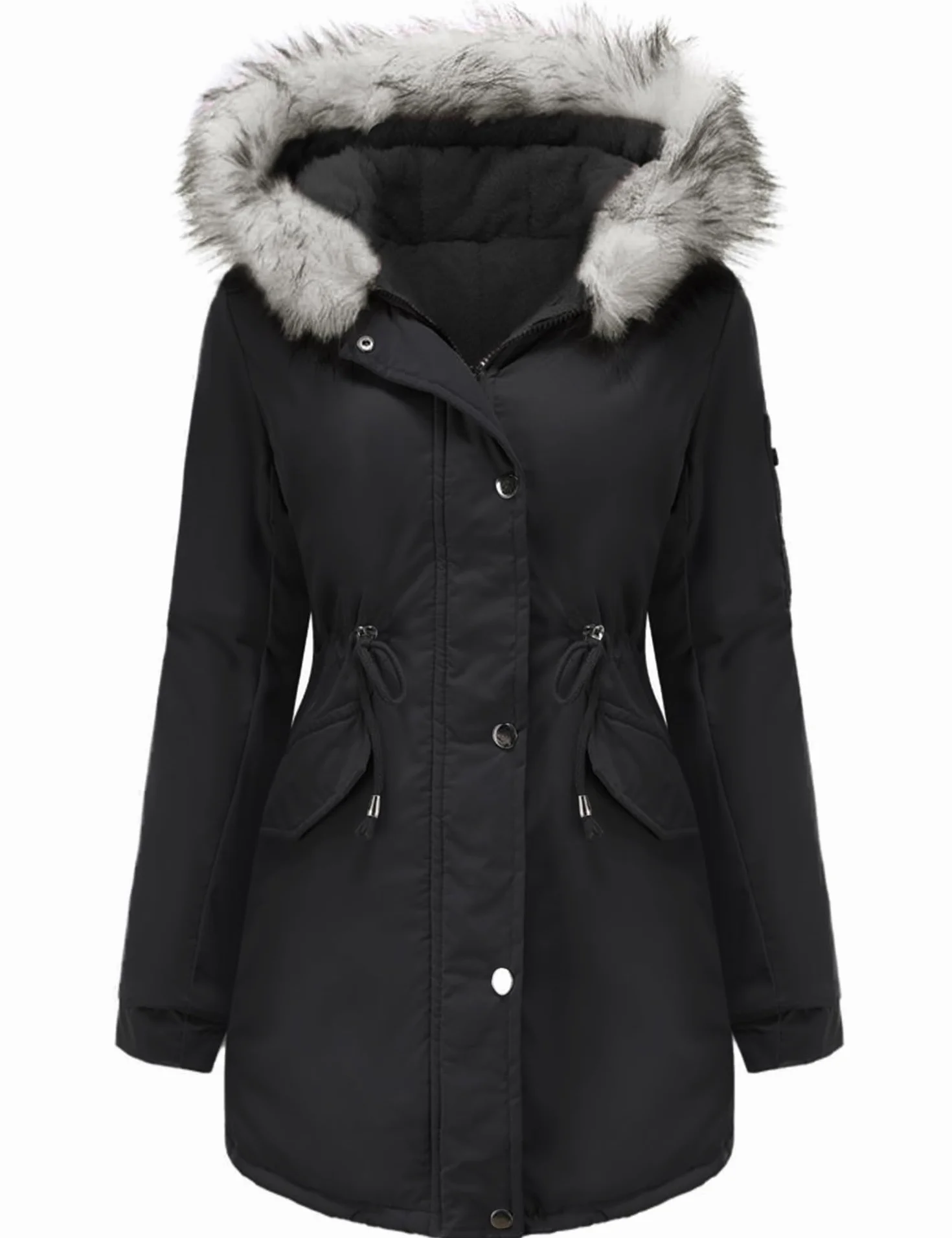 Vancavoo Chaqueta Mujer Invierno Abrigos Parka de Mujer Largo Cazadora con Capucha Abrigo Grueso de Lana con Bolsillos Cremallera Abrigo Cálido a Prueba de Viento