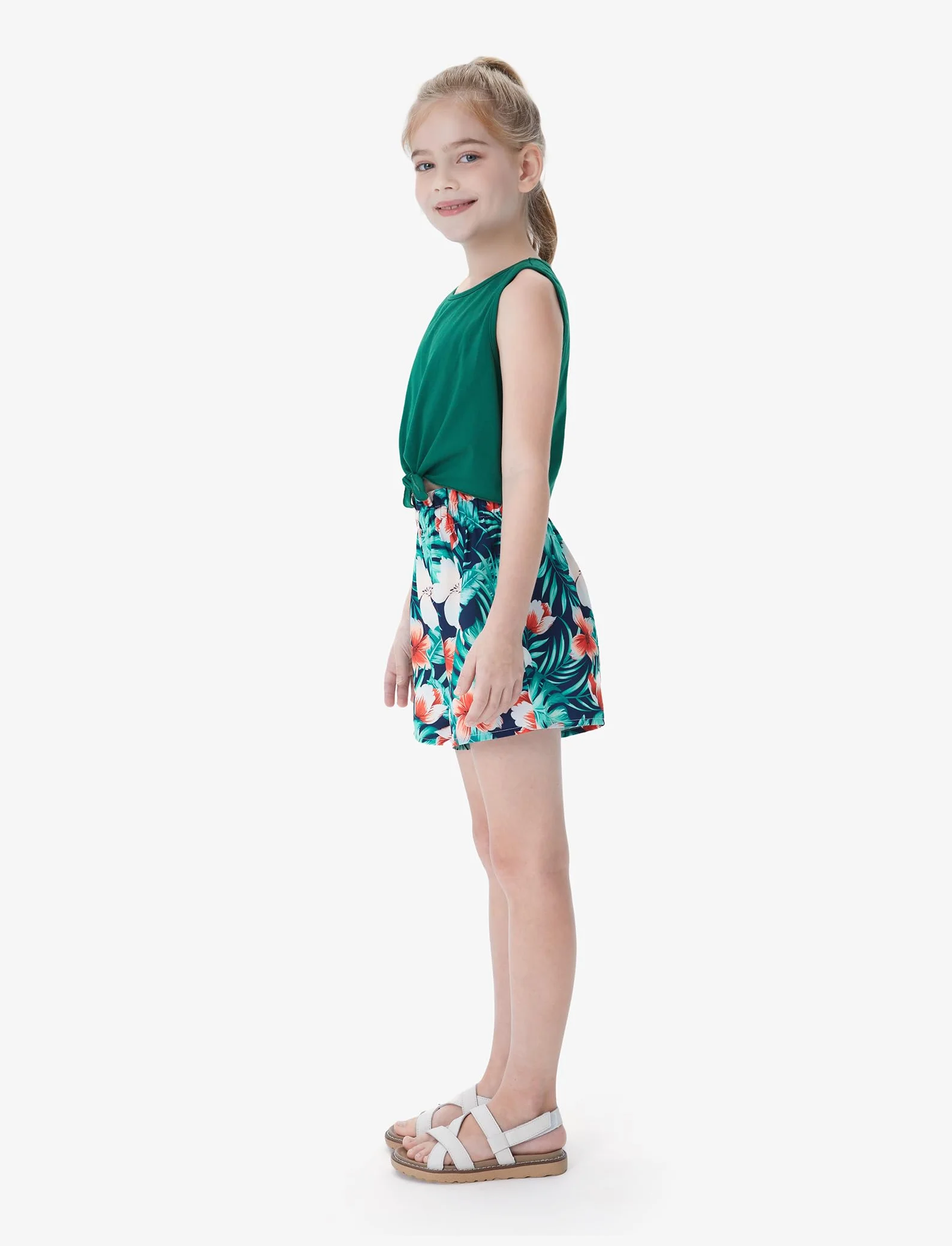 PATPAT Conjunto Niñas Verano - Camiseta Sin Mangas + Shorts Deportivos | Ropa Adolescente Cumpleaños Regalo, Escuela, Playa o Fiestas | Outfit 2 Piezas para Niña 3-12 Años (Estilo Casual Deportivo)