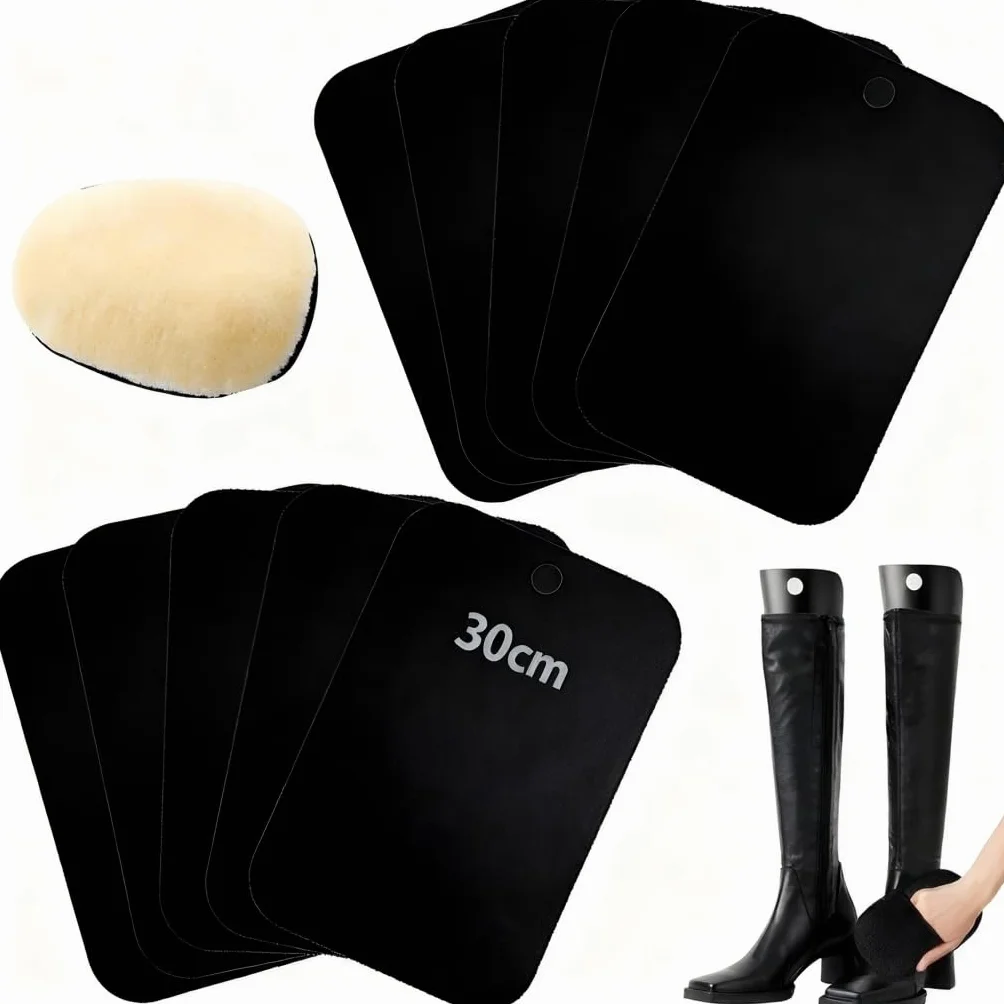 10 unidades de botas de plástico largas de 30 cm de alto – Paquete de 10 unidades con guante para pulir