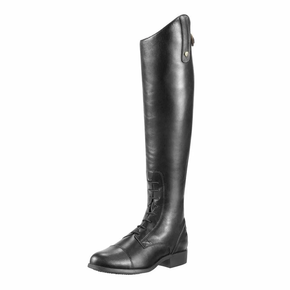 Las Mujeres Botas Ecuestres Retro PU Botas De Cuero De Caballero Con Cremallera Trasera Al Aire Libre De Gran Tamaño De Encaje Hasta Las Carreras De Caballos Botas De Montar (Black,37)