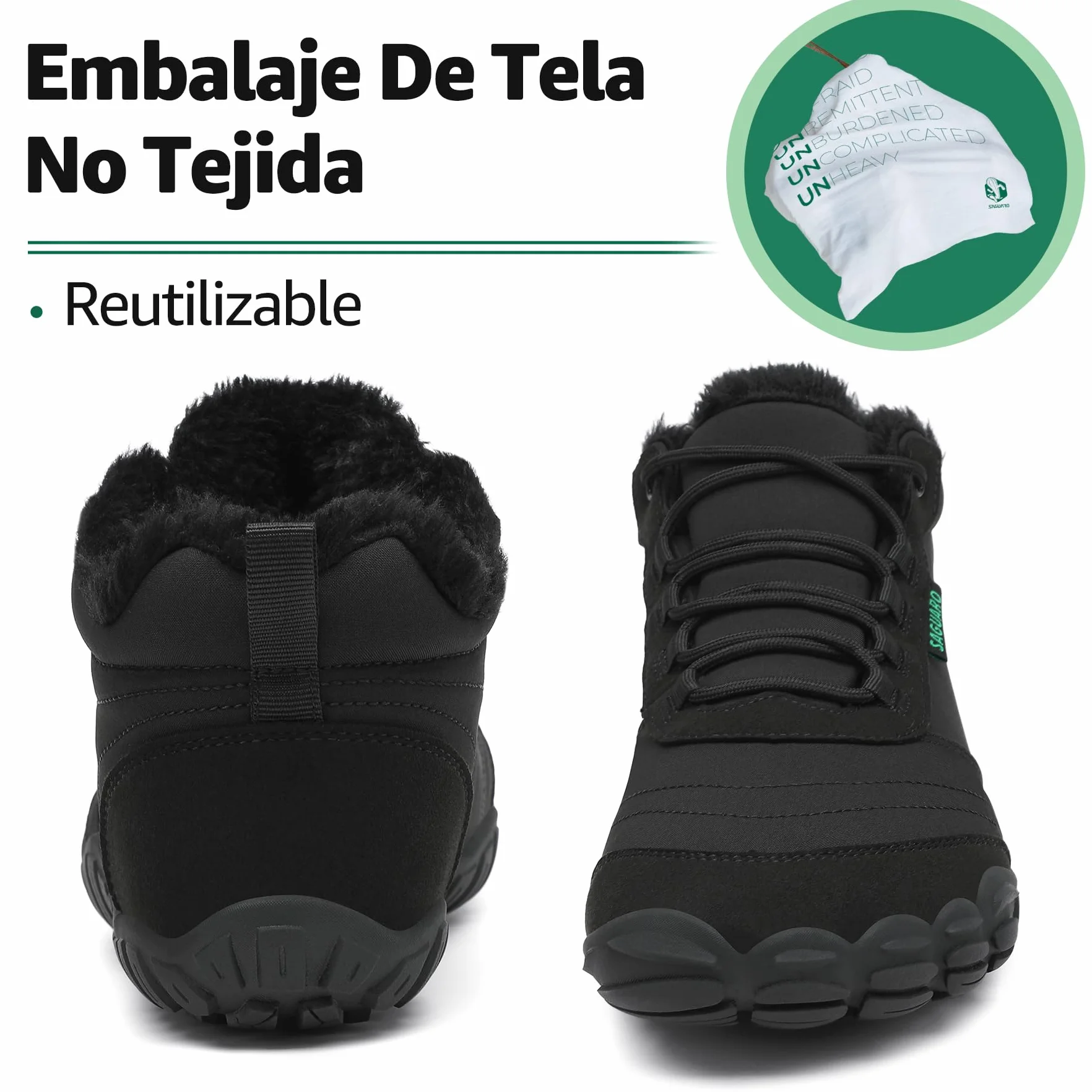 SAGUARO Barefoot Botas Invierno Cálido Botines Nieve pour Hombre Mujer Gr.36-48