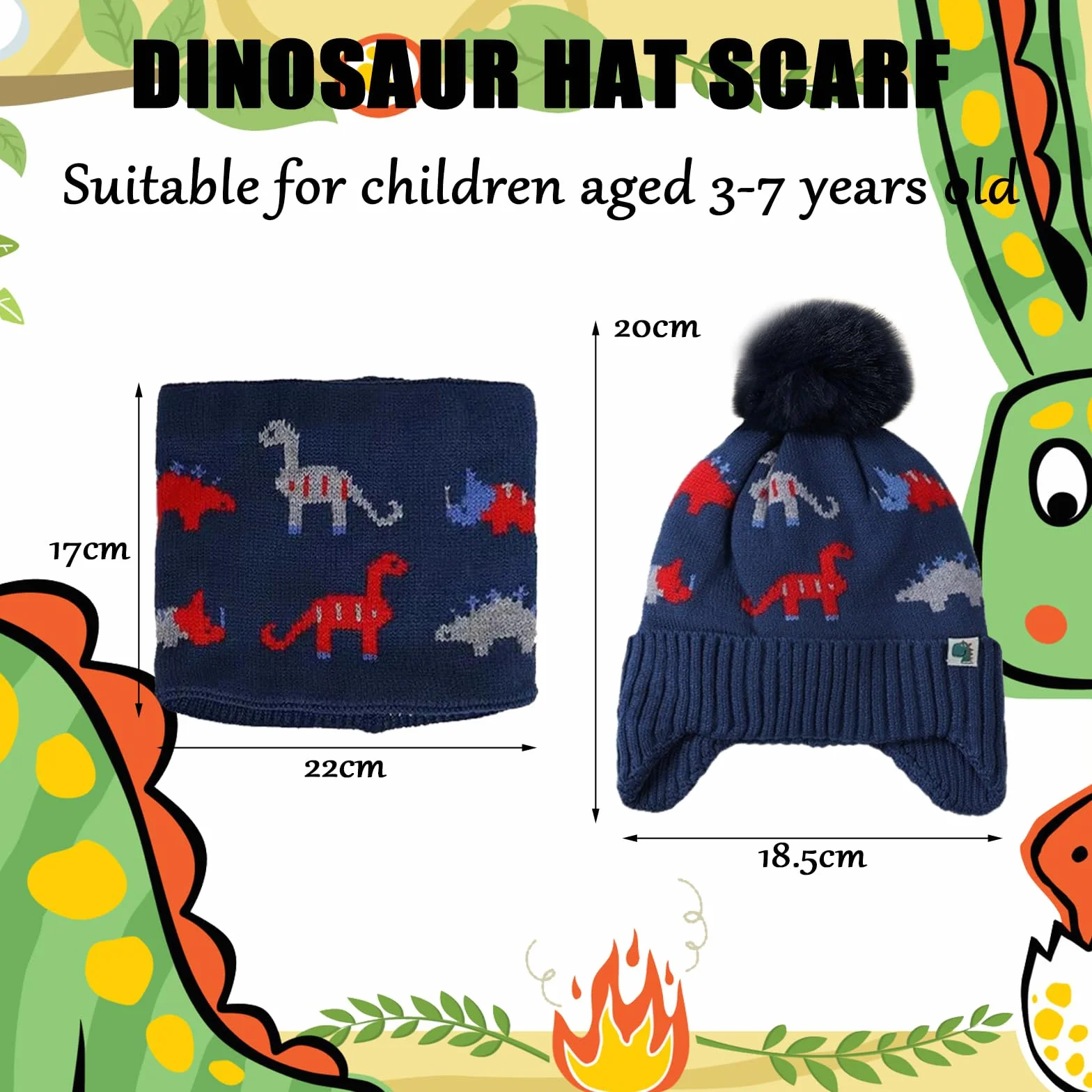 DKDDSSS Conjunto de Gorro y Bufanda Circular de Punto de Invierno para Niños - Sombrero Caliente