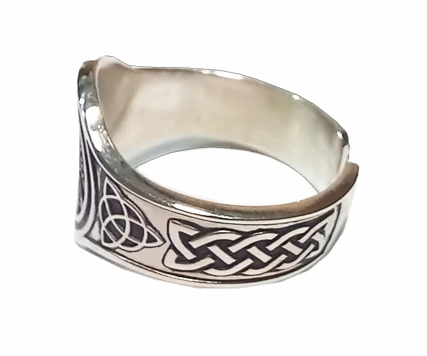 EKONAT- Anillo tetragramaton plata mujer y hombre- anillo de plata amuleto envejecido Ajustable (20/9 a 24/10.5)