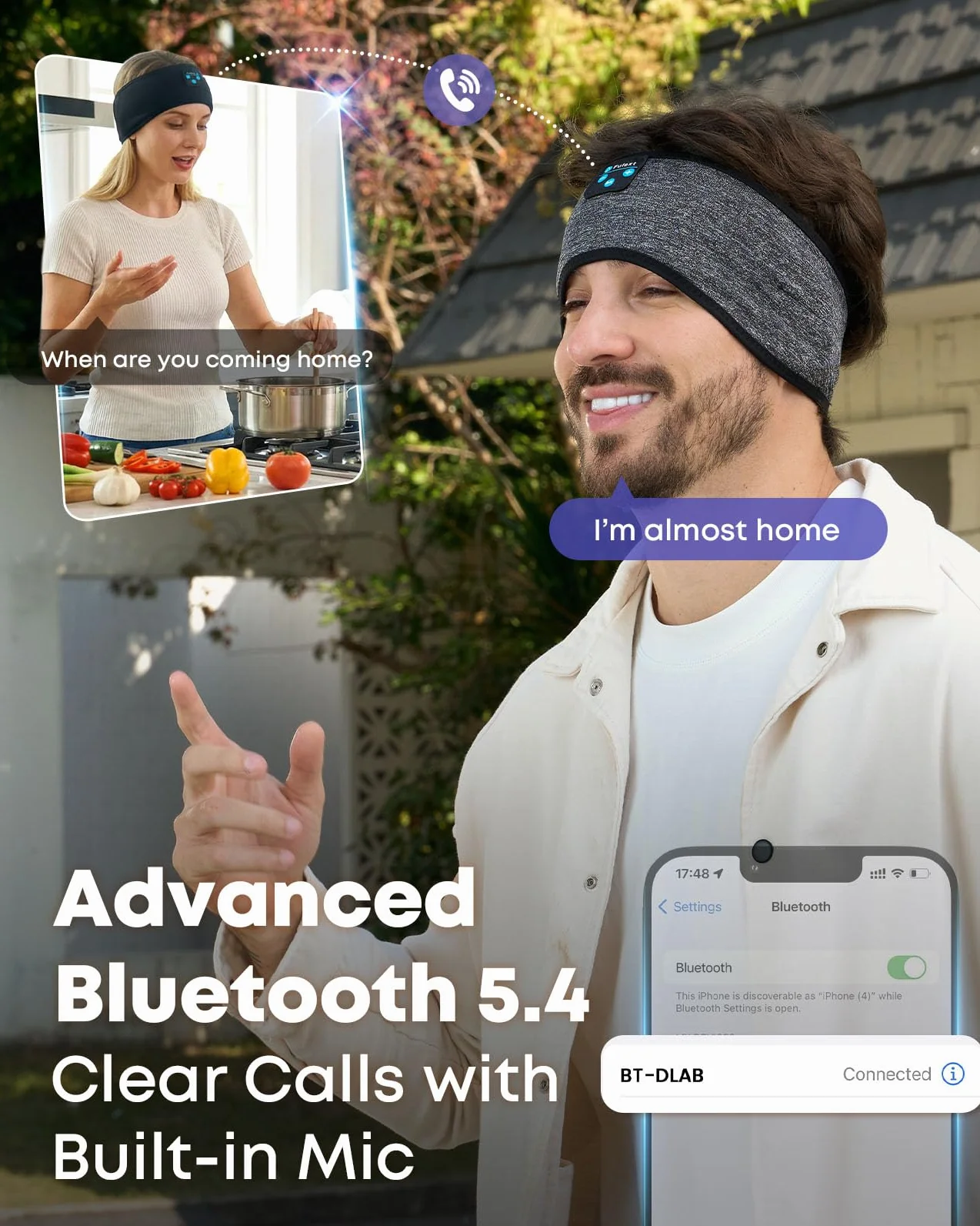 Auriculares para Dormir con Diadema Bluetooth para Dormir, inalámbricos con cancelación de Ruido para Dormir de Lado, Siesta de Oficina, Viajes aéreos, relajantes, meditación