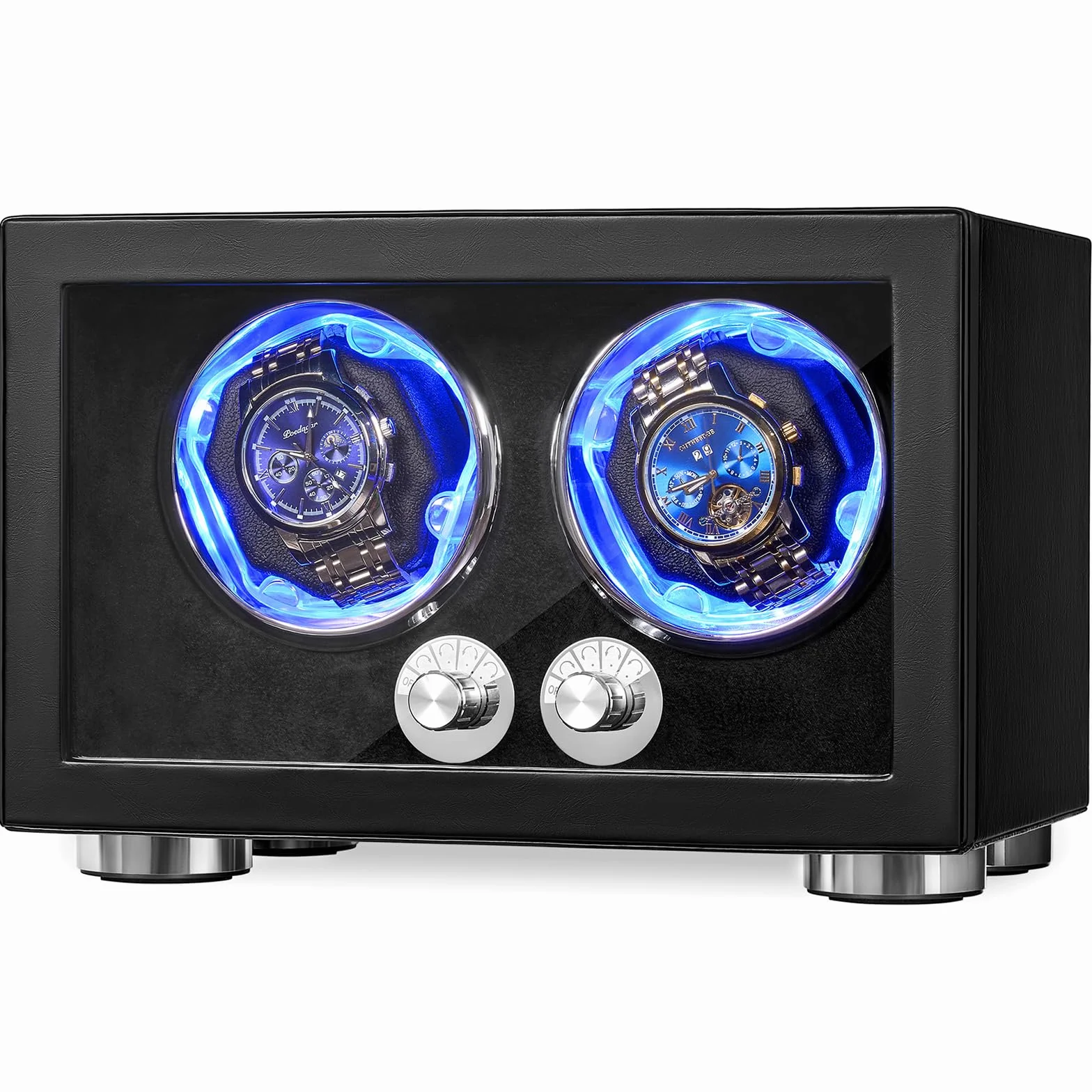 ANWBROAD Enrollador de relojes automáticos, rotador doble con LED y 4 modos, motor Mabuchi super silencioso, adaptador UJWW004B.