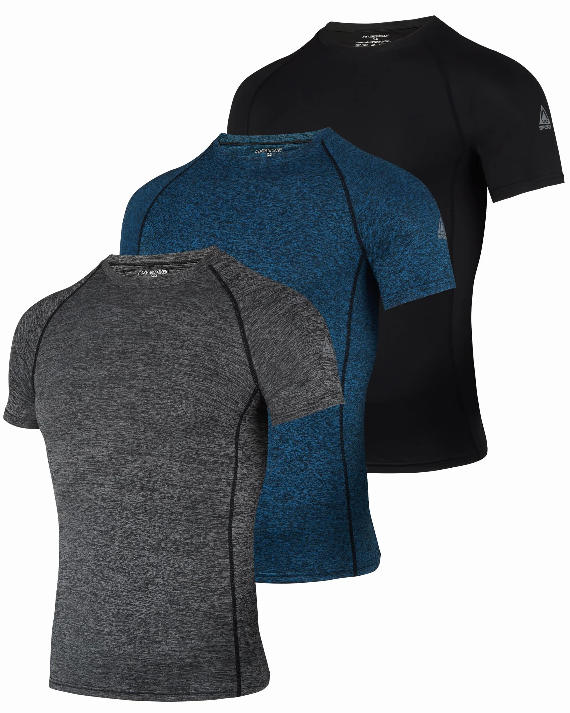 AMZSPORT Camisa de Compresión para Hombre Camiseta de Manga Corta Fitness Shirt