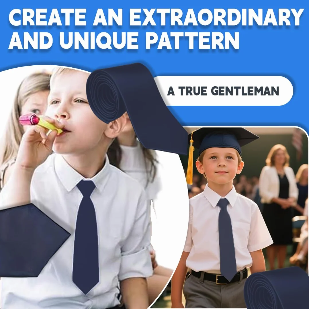 Pajarita Infantil, Corbata para Niños, Pajarita y Corbata Pre-Atada Ajustables de Seda para Graduaciones y Bodas,¡Ideal para cualquier ocasión especial,Azul Marino