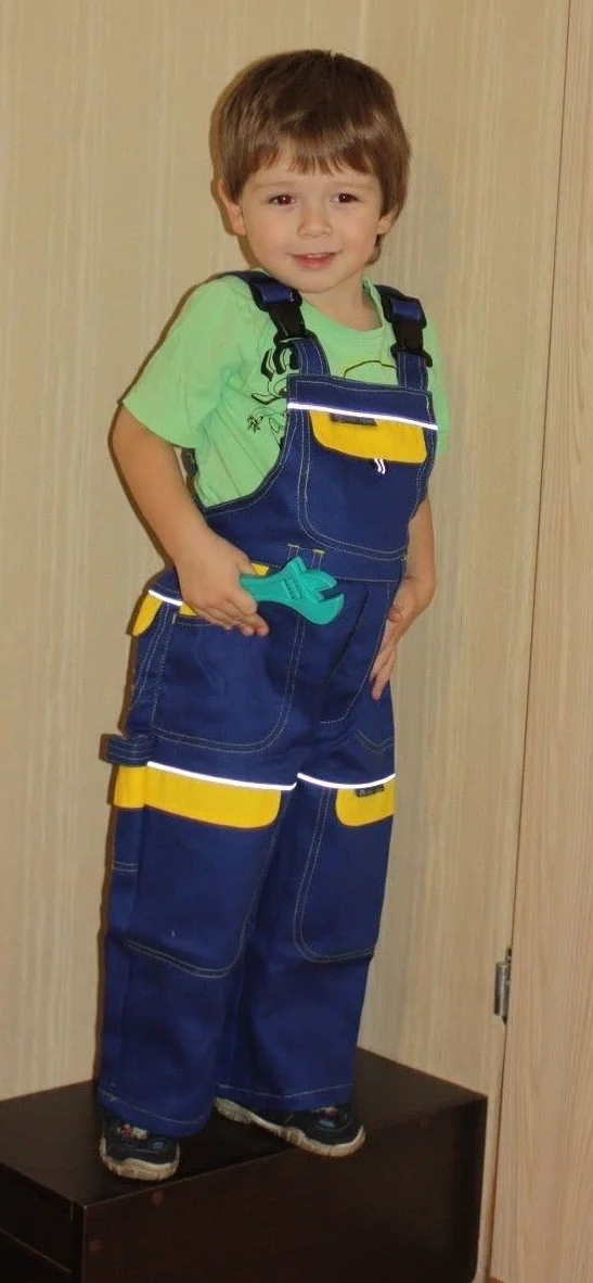 ARDON Babero y pinza para niños pantalones de trabajo para niños, traje de niños, 100% algodón ropa de trabajo