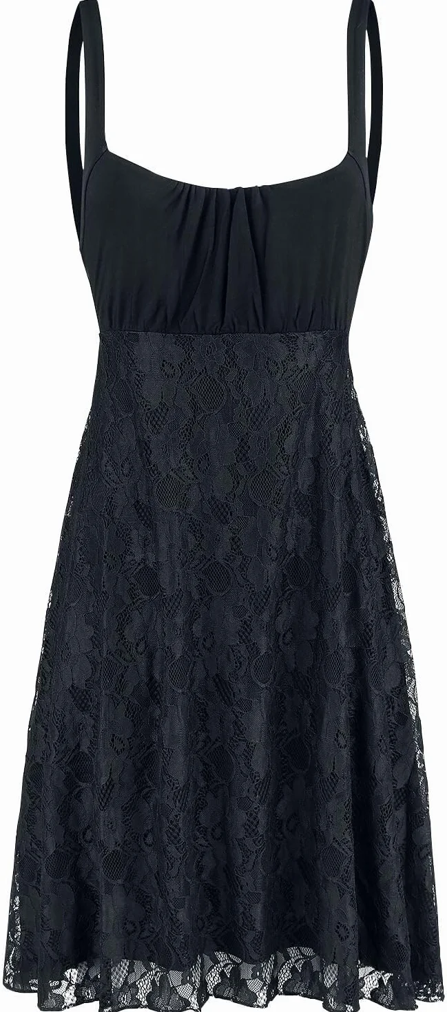 EMP Mujer Vestido Negro Falda de Encaje