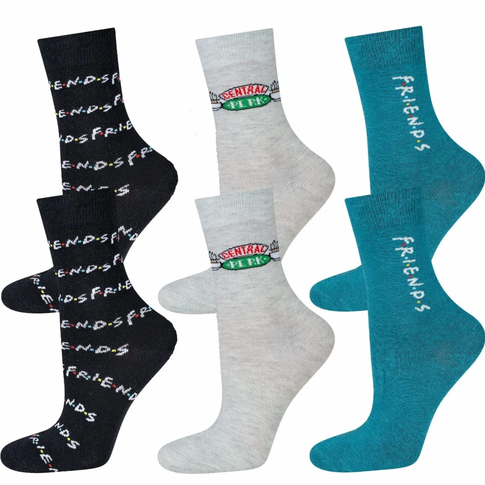 Warner Bros Friends Calcetines Mujer Divertidos Medias Altos Originales Algodon Socks Invierno 35-40 3 Pares
