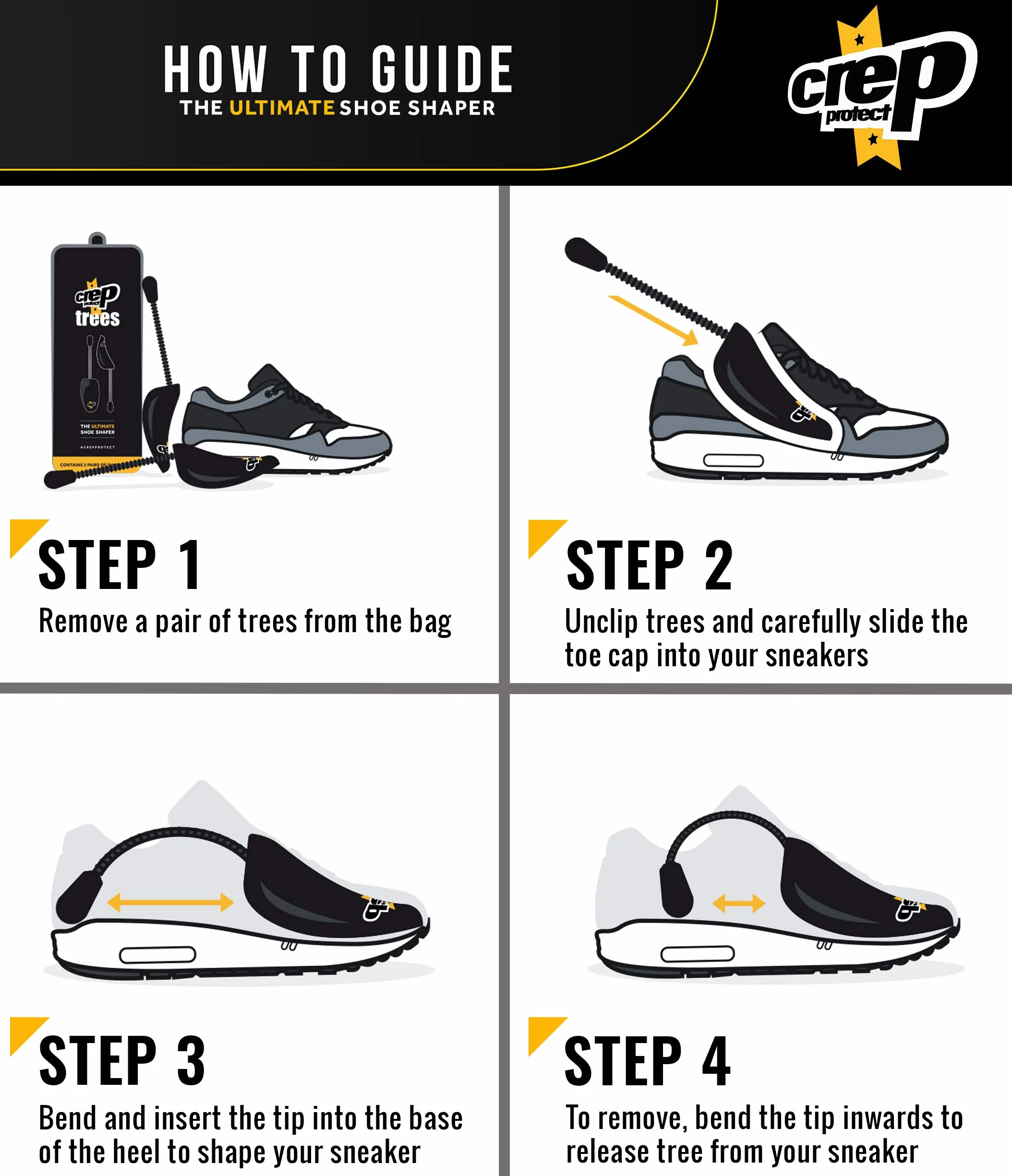 Crep Protect El moldeador de zapatos definitivo, árboles negros (2 pares)