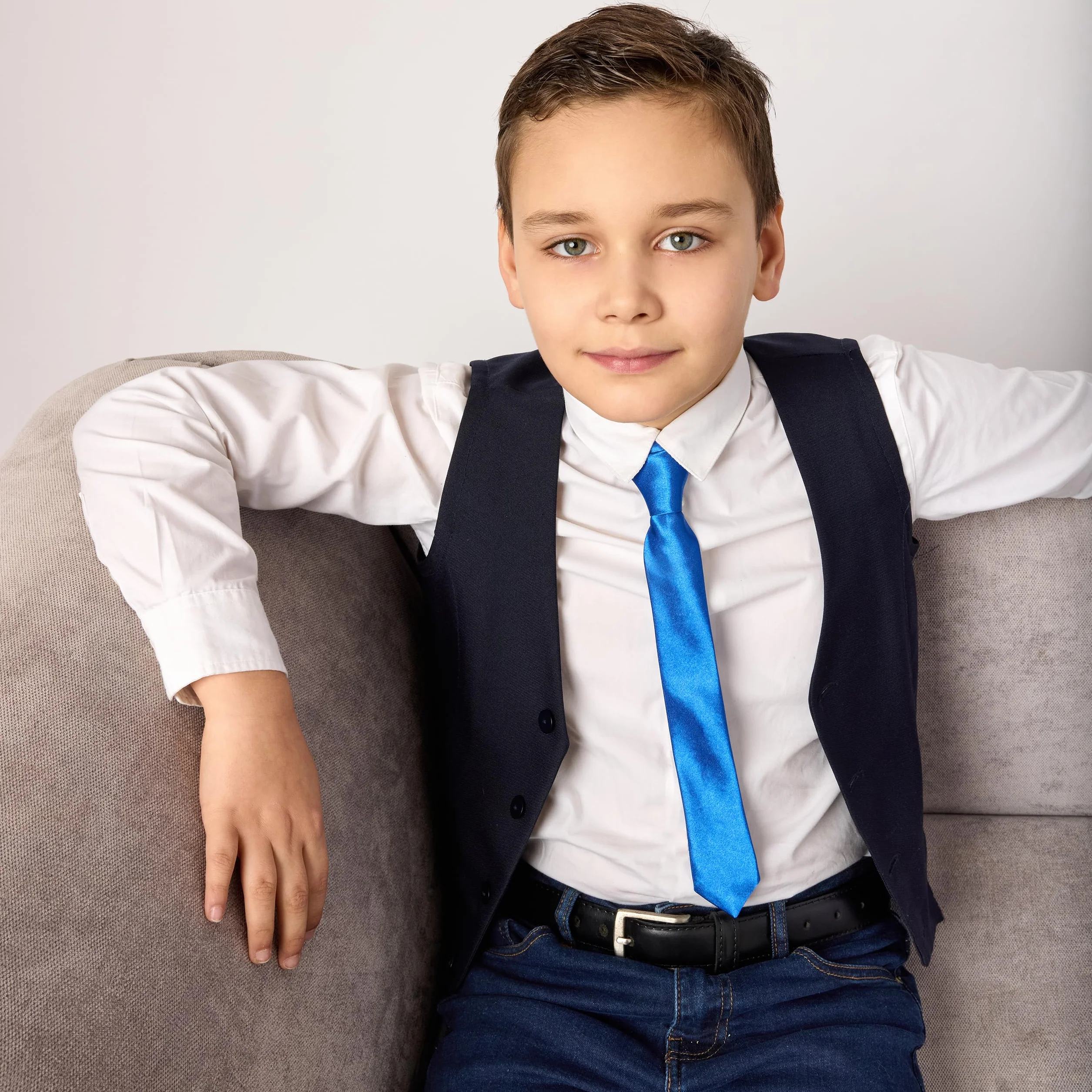 Ladeheid Corbata para niños para chicos - Aspecto elegante brillante, Pre-atada con cierre autoadherente, Perfecta para ocasiones especiales - Corbata de clip estilosa tamaño 31cm x 4cm TKS