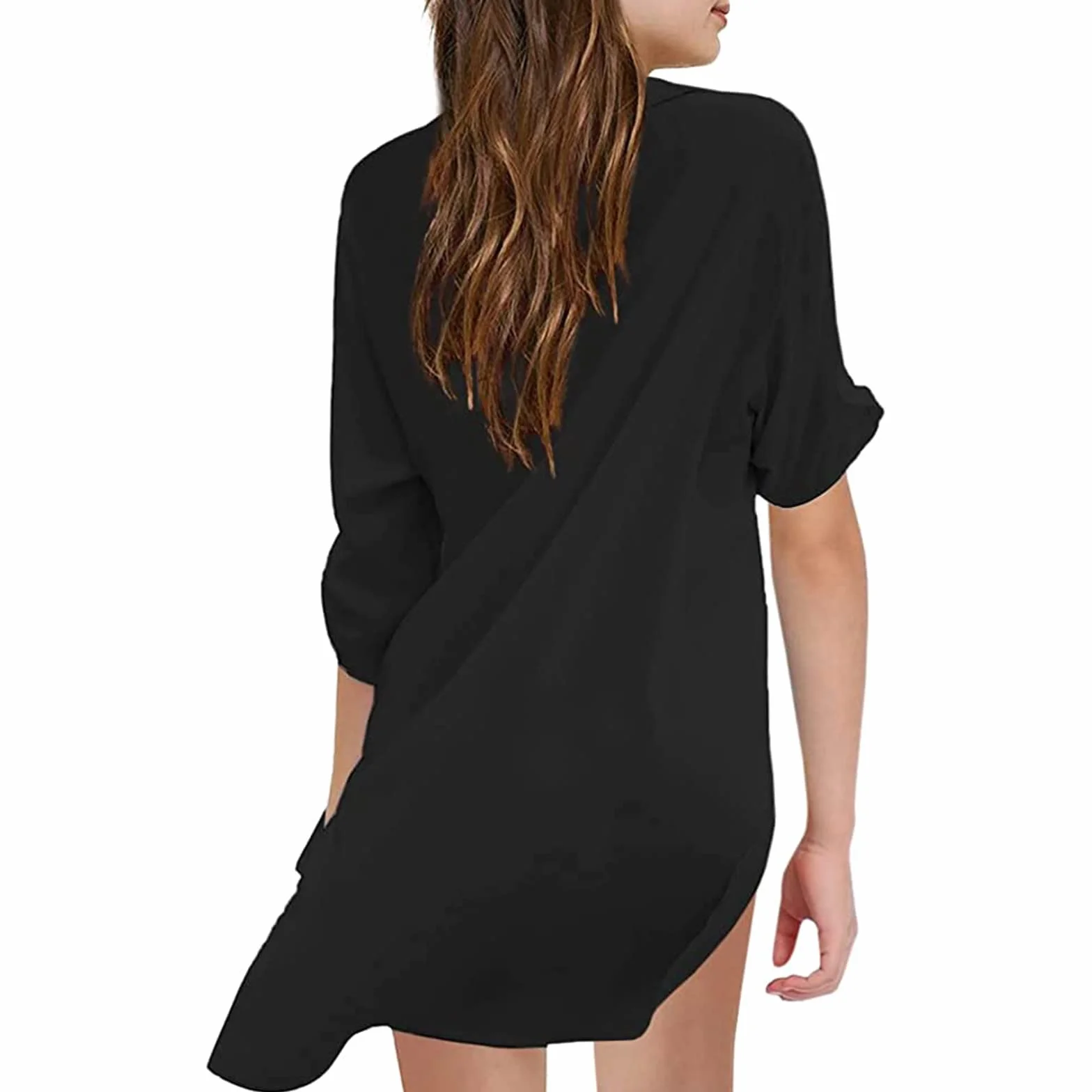 Traje de baño para niños pequeños, para la playa, camisa de gasa, bikini, traje de baño, vestido de playa, cubierta de natación, camiseta de manga larga para mujer con estampado