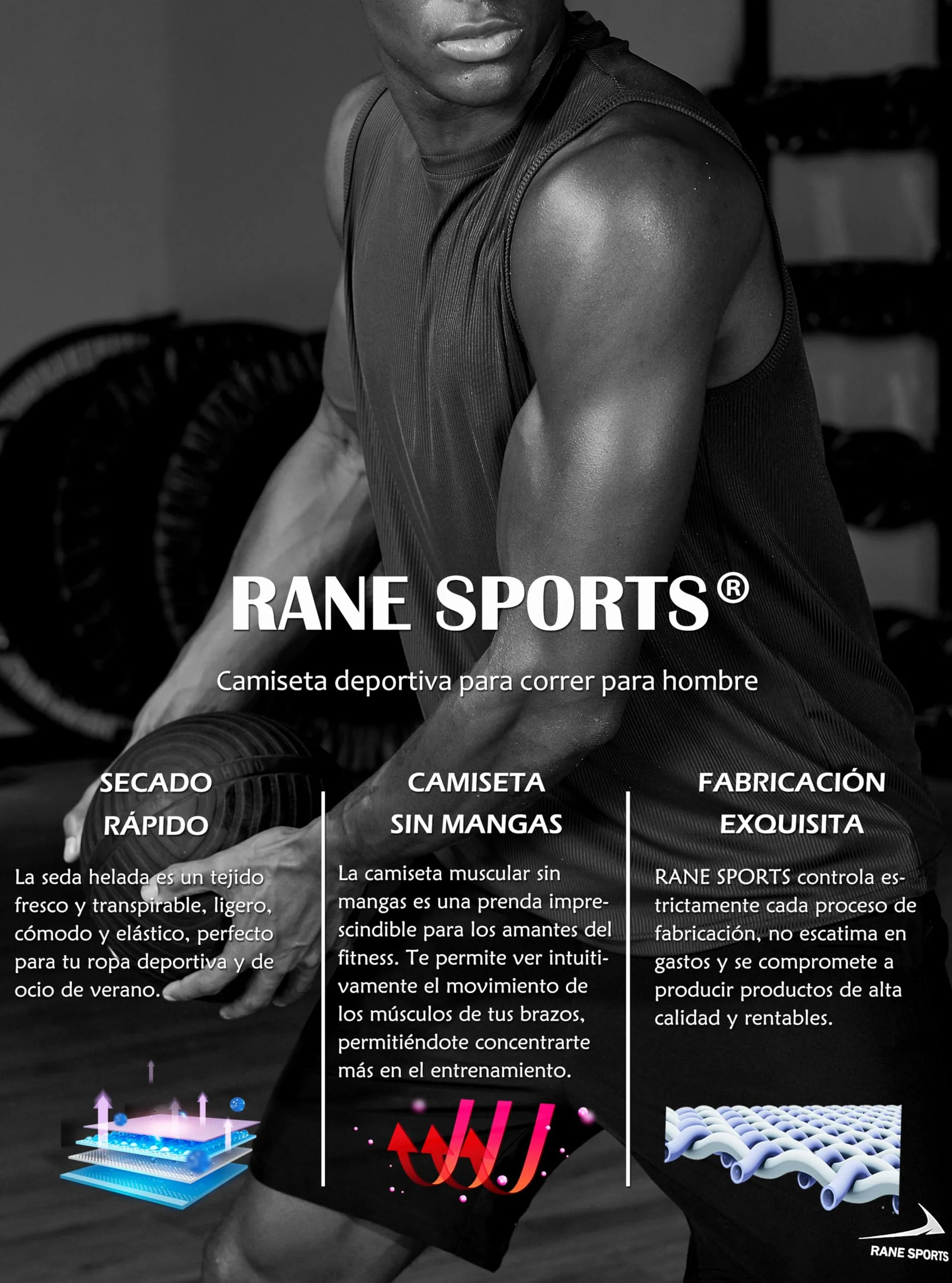 Camiseta sin Mangas para Hombre, Chaleco de Entrenamiento físico, Camiseta Deportiva de Secado rápido para Correr y Gimnasio