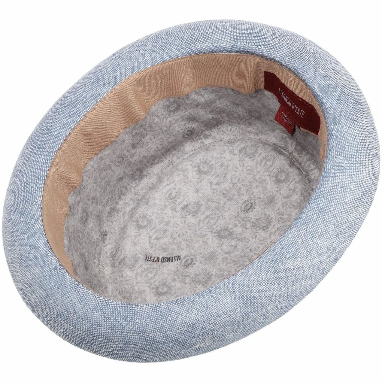Classic Fusion Sombrero de pastel de cerdo D'Este para mujer/hombre, fabricado en Italia, sombrero de verano de lino con forro primavera-verano primavera