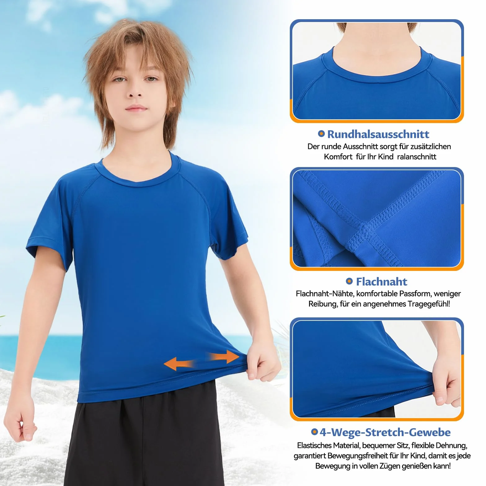 TBoonor Protección UV UPF 50+ para Niños - Camiseta Rashguard de Manga Corta de Secado Rápido para Baño