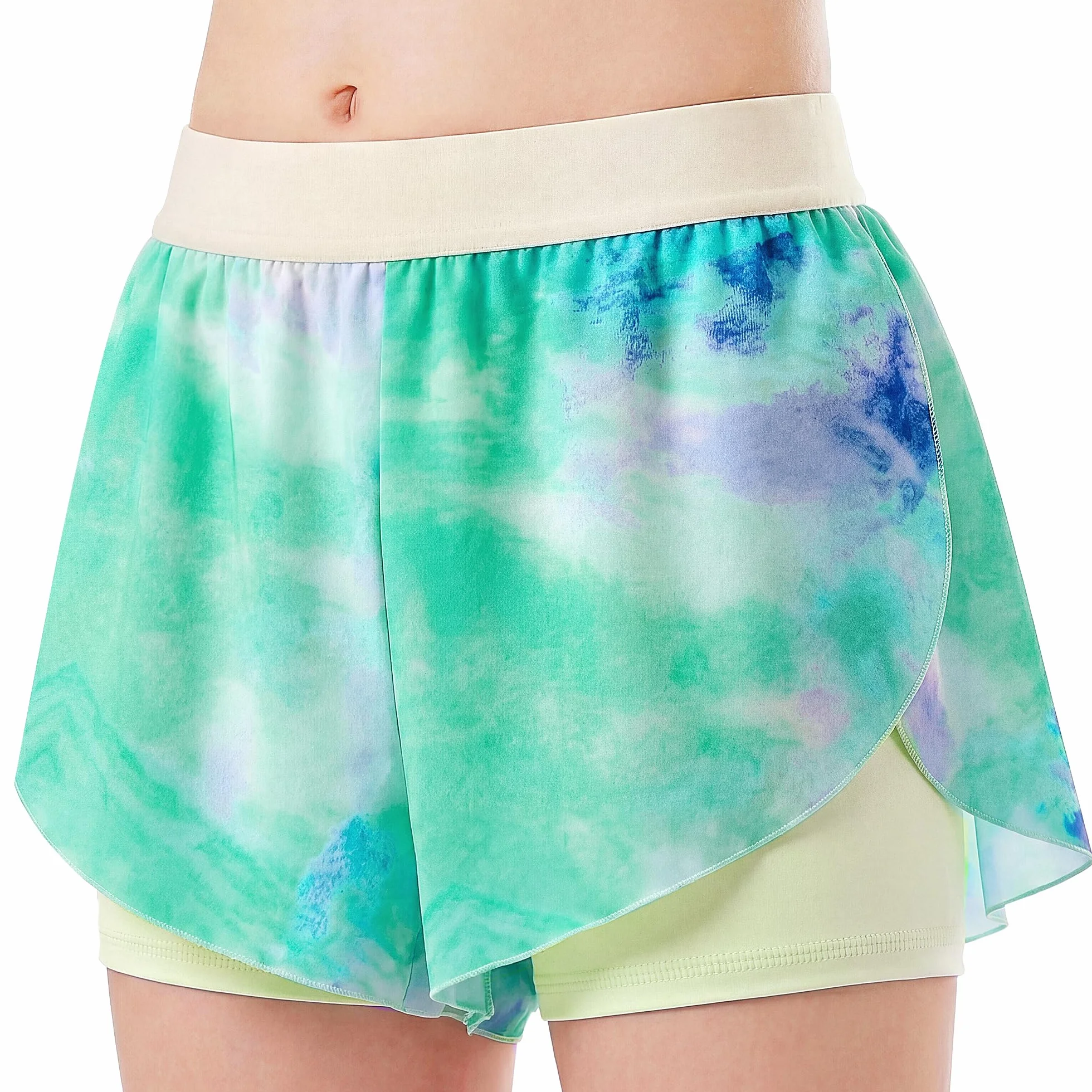 Pantalones Cortos de Ciclismo para Niñas, 2 en 1 Secado Rápido Deportivos Pantalón con Falda y Forro Cintura Elástica Transpirables Tenis Baile y Carrera Shorts para Niños 5-13 Años