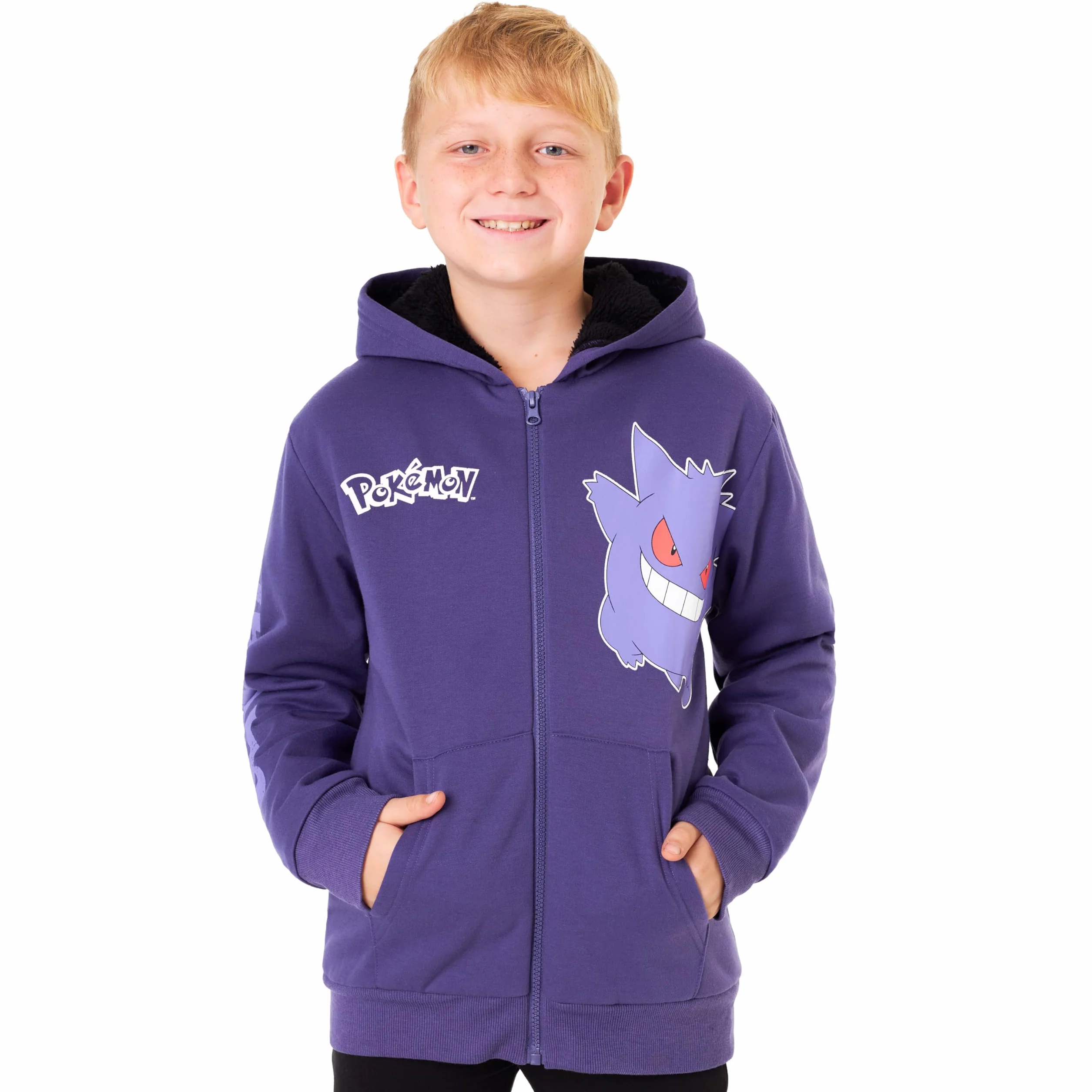 Pokémon Sudadera Cremallera Niños 7-14 Años, Pikachu Charizard Mewtwo Gengar, Chaqueta Capucha Forro Polar, Regalos Anime