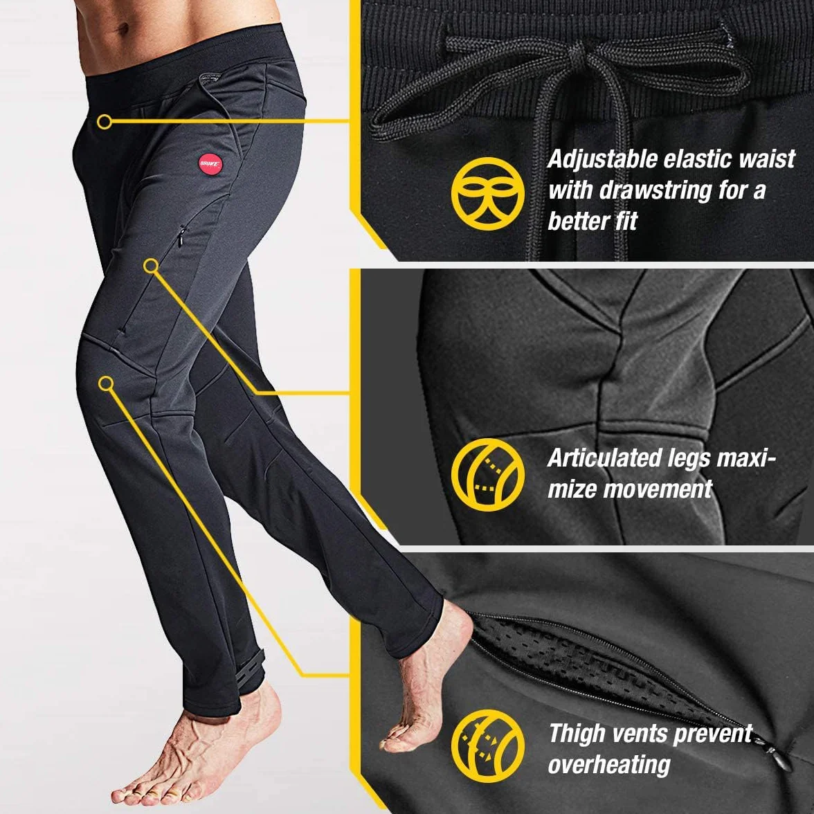 Souke Sports Pantalones Ciclismo Hombre Invierno Pantalones Largos Térmico Pantalón Chándal para Fitness, Camping, Escalada, Correr y Esquiar