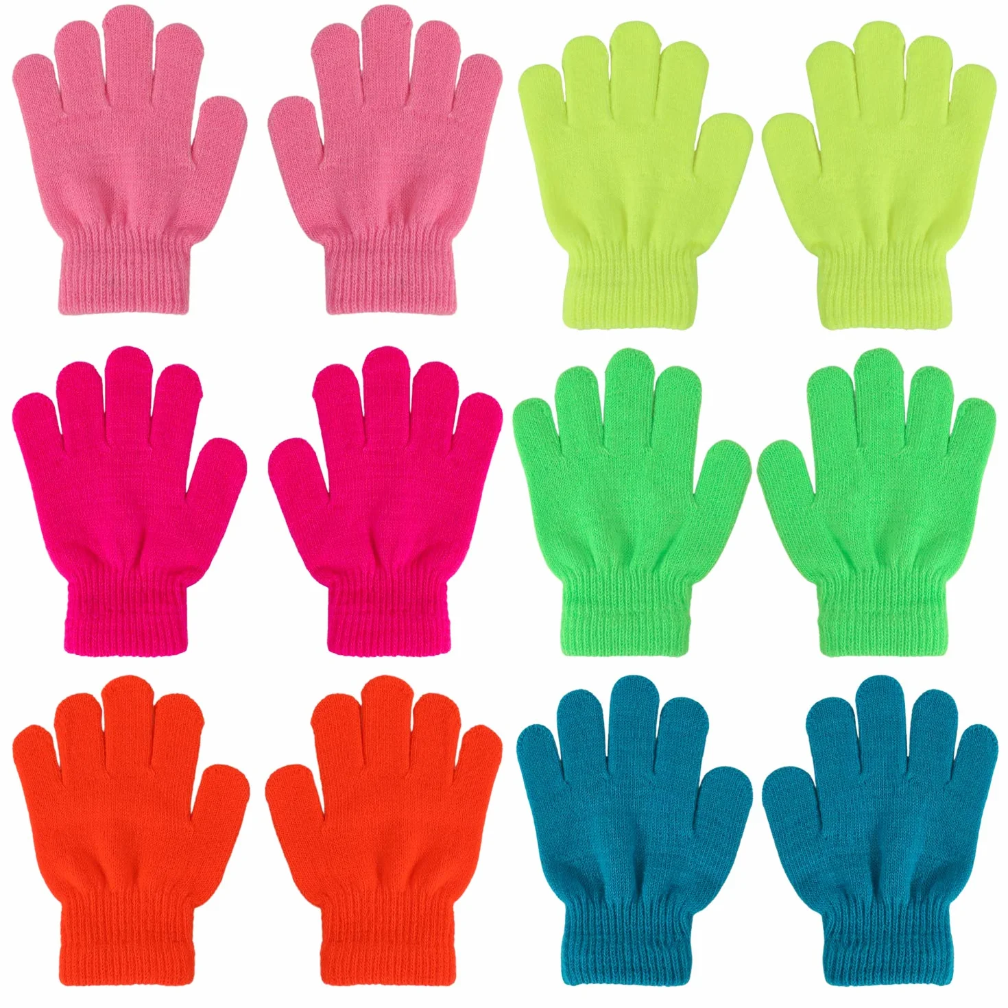 QKURT 6 Pares Guantes de Invierno para Niños,Invierno Guantes Guantes Calientes Guantes de dedos completos para Niños Niñas
