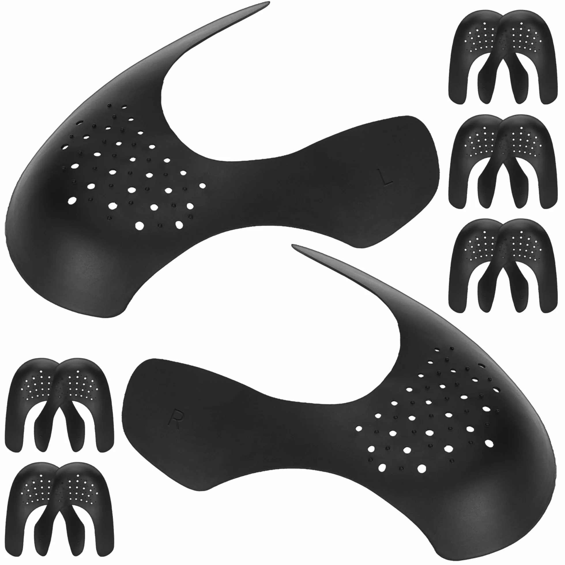 5 Pares Escudo de Zapatos Unisex EU 40-46, Protectores para Zapatillas de Deporte, Arrugas de Zapatos Antiarrugas, Prevenga Hendidura del Pliegue del Calzado Deportivo, negro