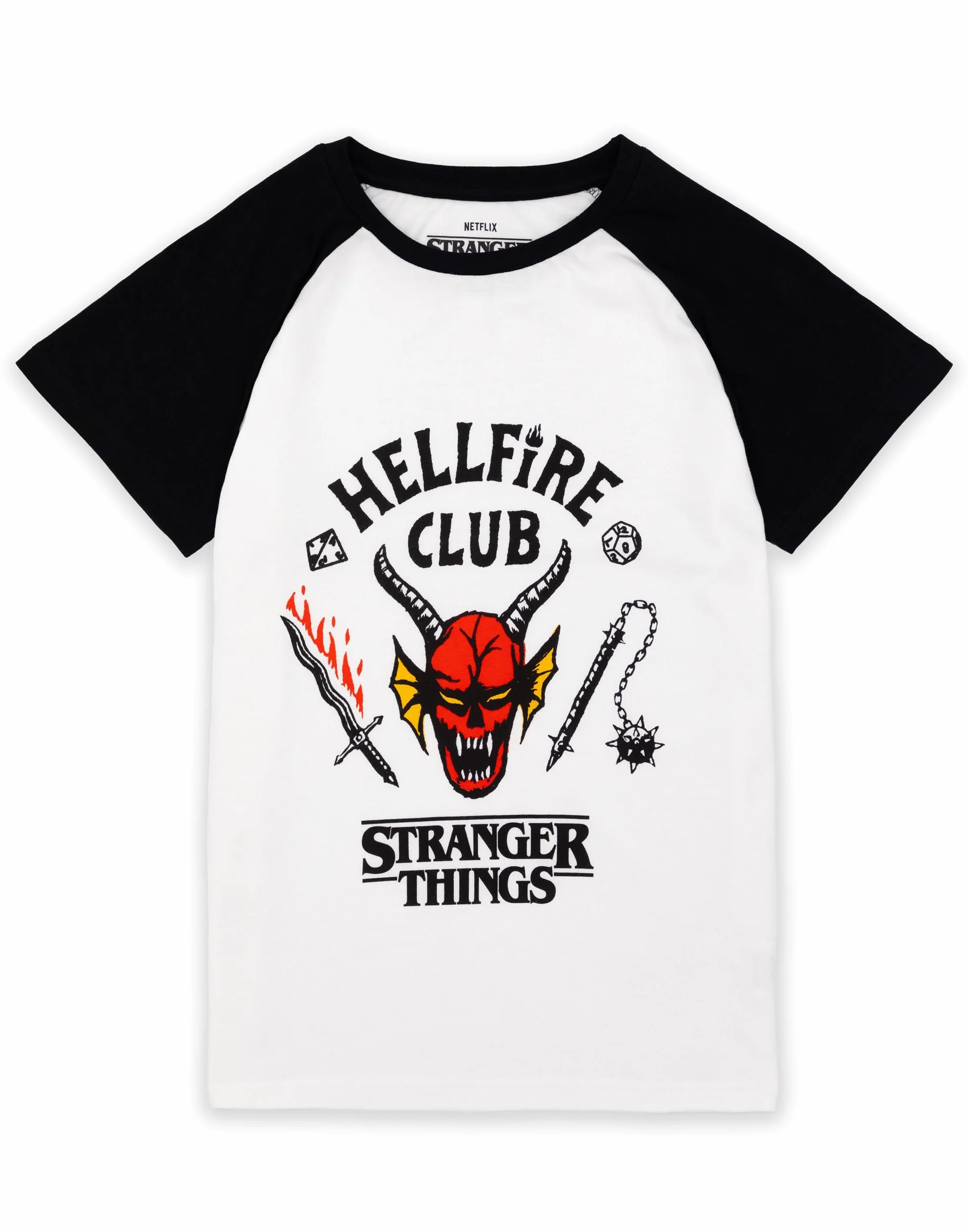 Stranger Things Hellfire Club Camiseta para niños | Chicos Chicas Hawkins Society Eddie White Outfit | Mercancía de la Temporada 4