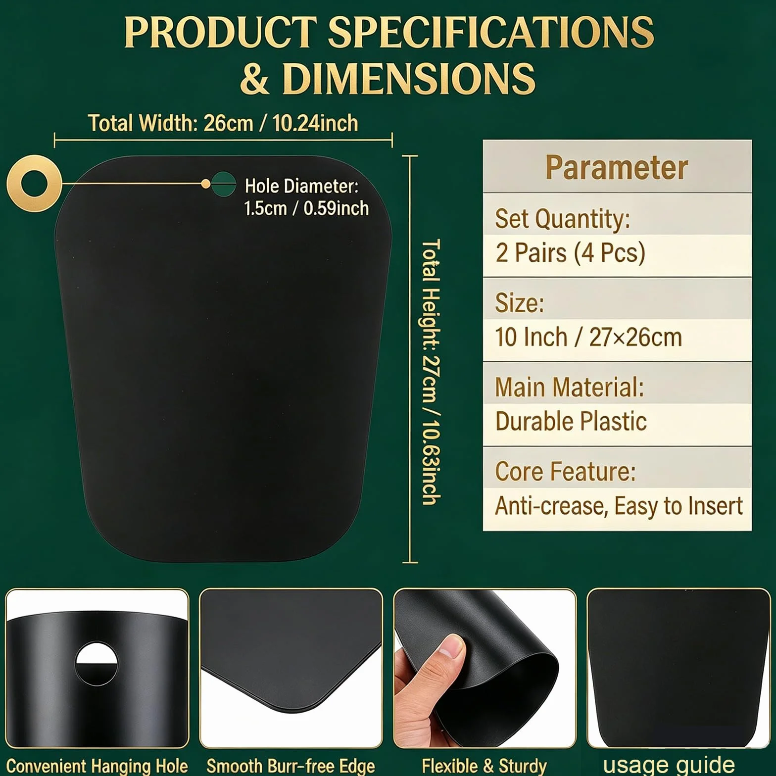 QUUPY 2 pares de insertos de plástico para botas altas para mujer (27 cm)