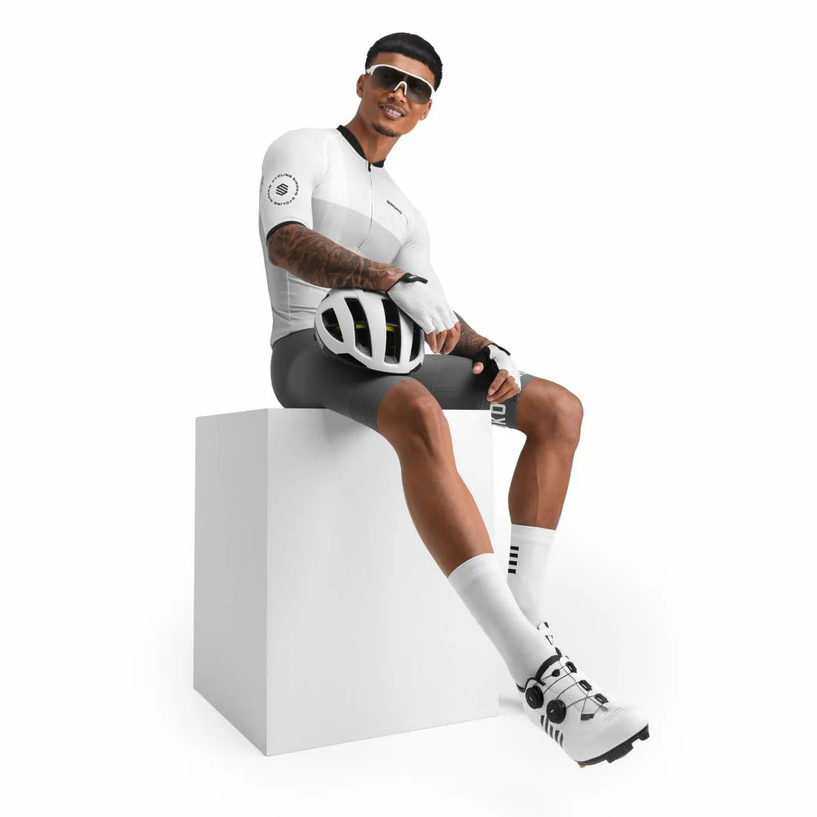 SIROKO - Maillot para Ciclismo M2 Granfondo - L - Blanco/Gris