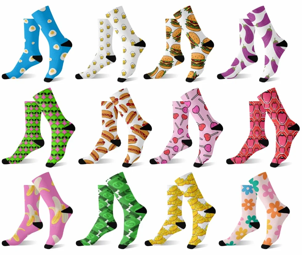Calcetines Personalizados - Sube hasta 4 fotos - Estilo Divertido de Frutas , Regalo Original para Hombre o Mujer - Diseños Coloridos y Graciosos - Perfectos para Cualquier Ocasión - Talla Unica