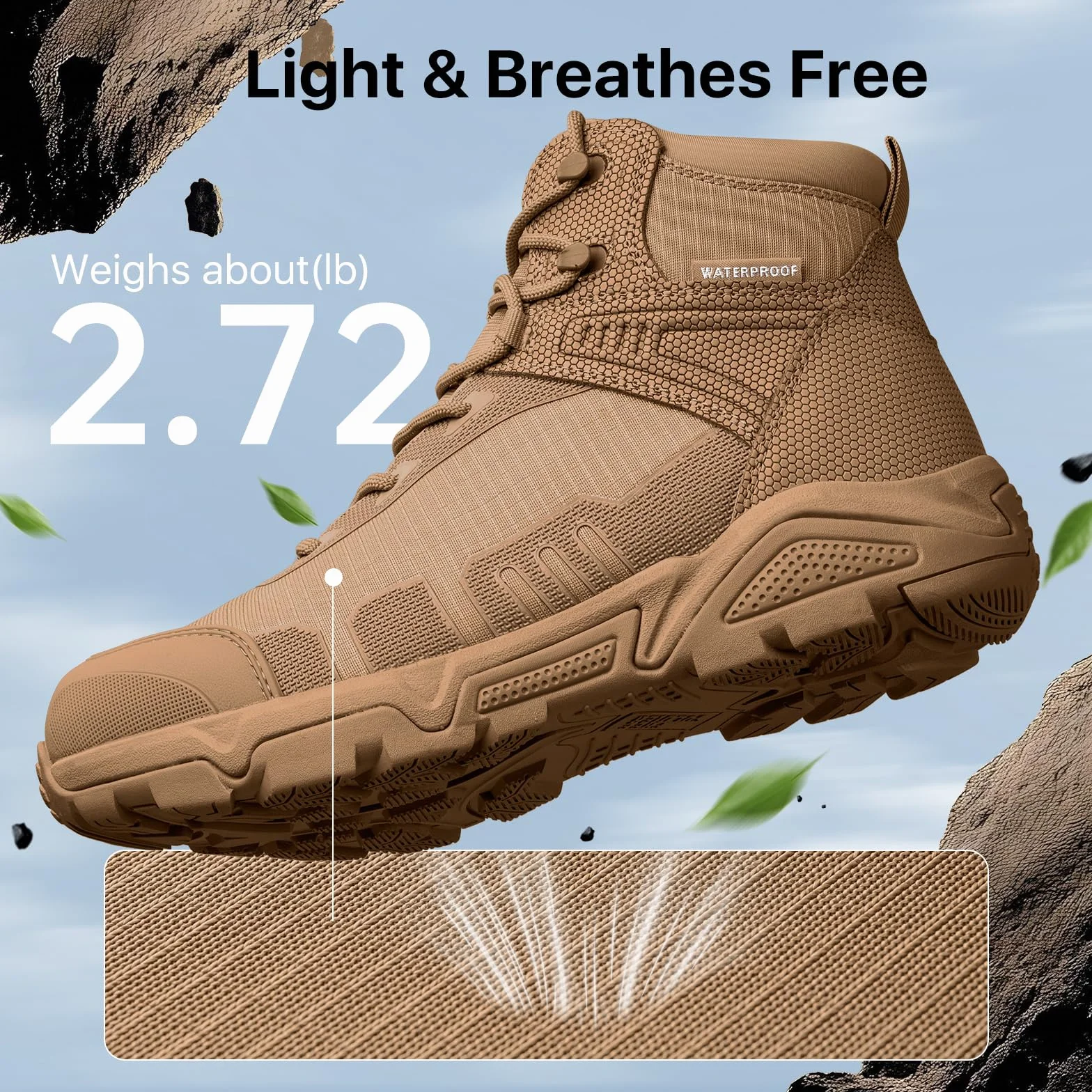 FREE SOLDIER Botas de Escalada Impermeable Tacticas Hombre Botas Militares Transpirables Botas de Seguridad Hombre Trabajo Ligeros Zapatos de Montaña Trekking