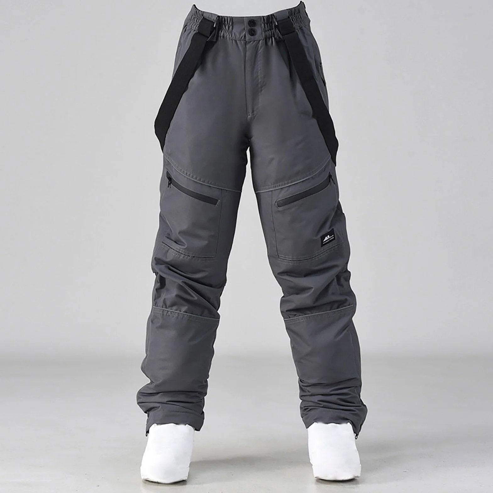 Pantalones de esquí térmicos impermeables y resistentes al viento para mujer, overoles holgados de pierna recta, holgados, pantalones de nieve cálidos de lujo, pantalones largos de primera