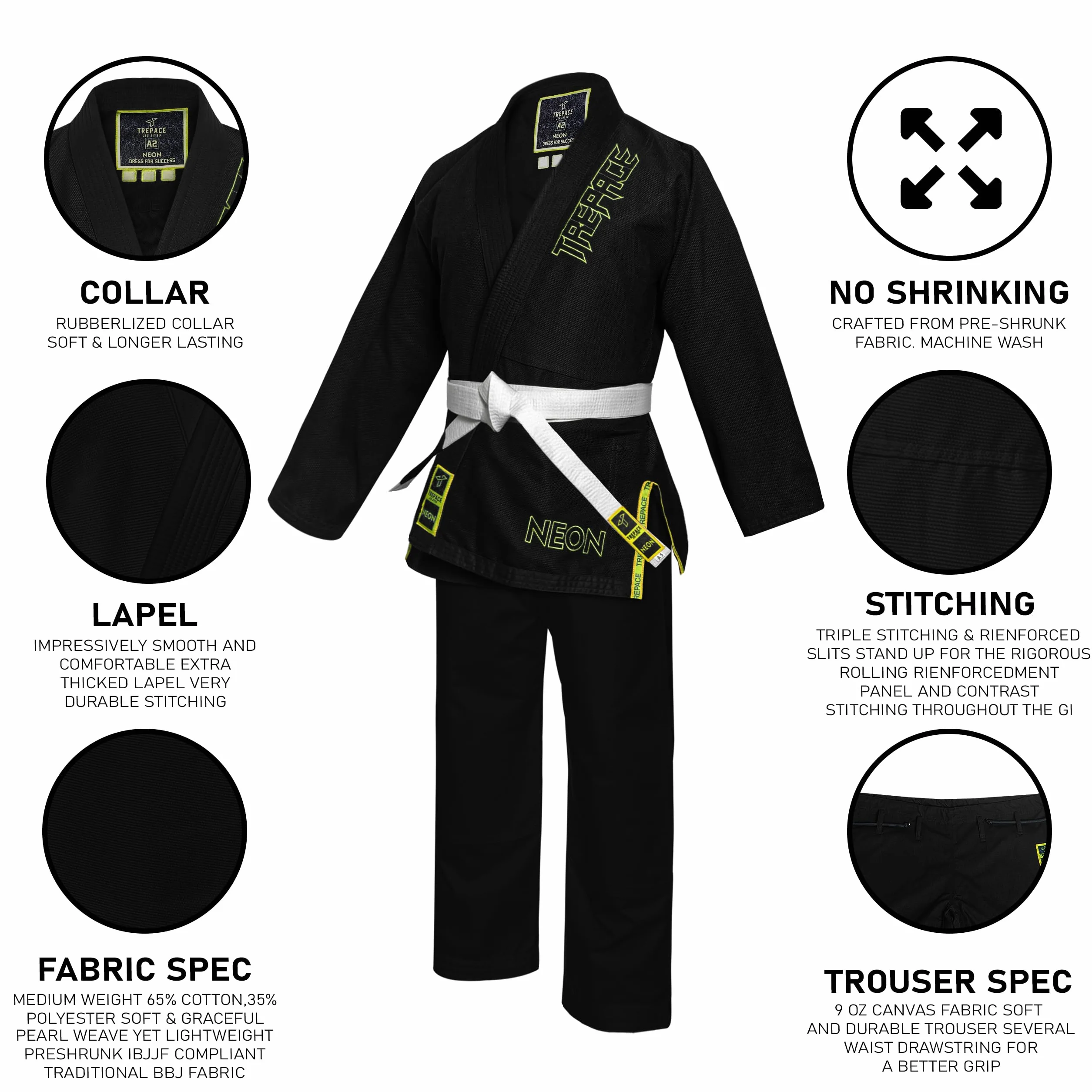 Kimono brasileño Jiu Jitsu Gi con inicial BJJ para niños y niñas, incluye pantalones y cinturón blanco, entrenamiento y competiciones, uniformes de resistencia al desgarro diseñados