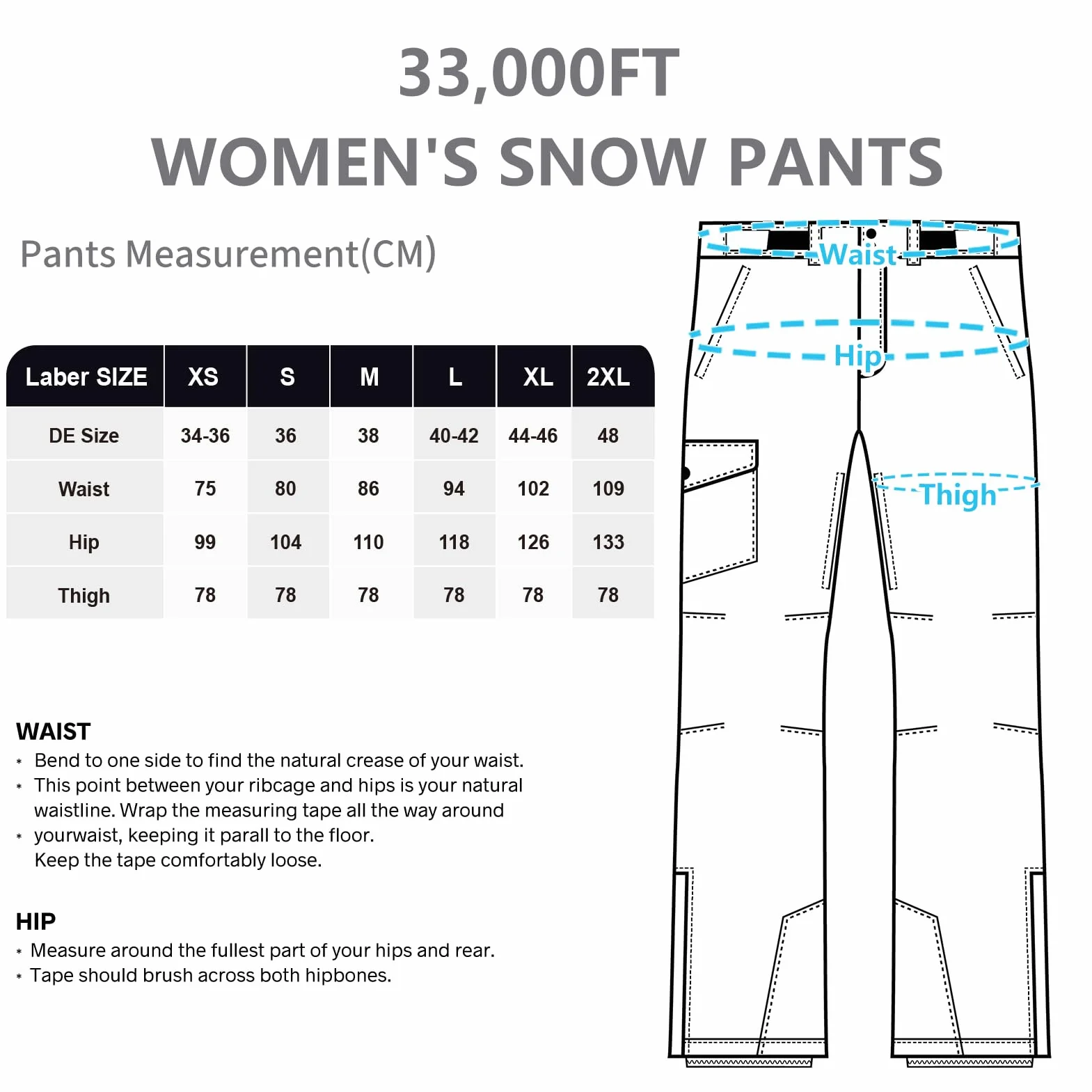 33,000ft Pantalones de esquí para mujer, impermeables, resistentes al viento, softshell, con forro cálido, térmicos, para senderismo, invierno