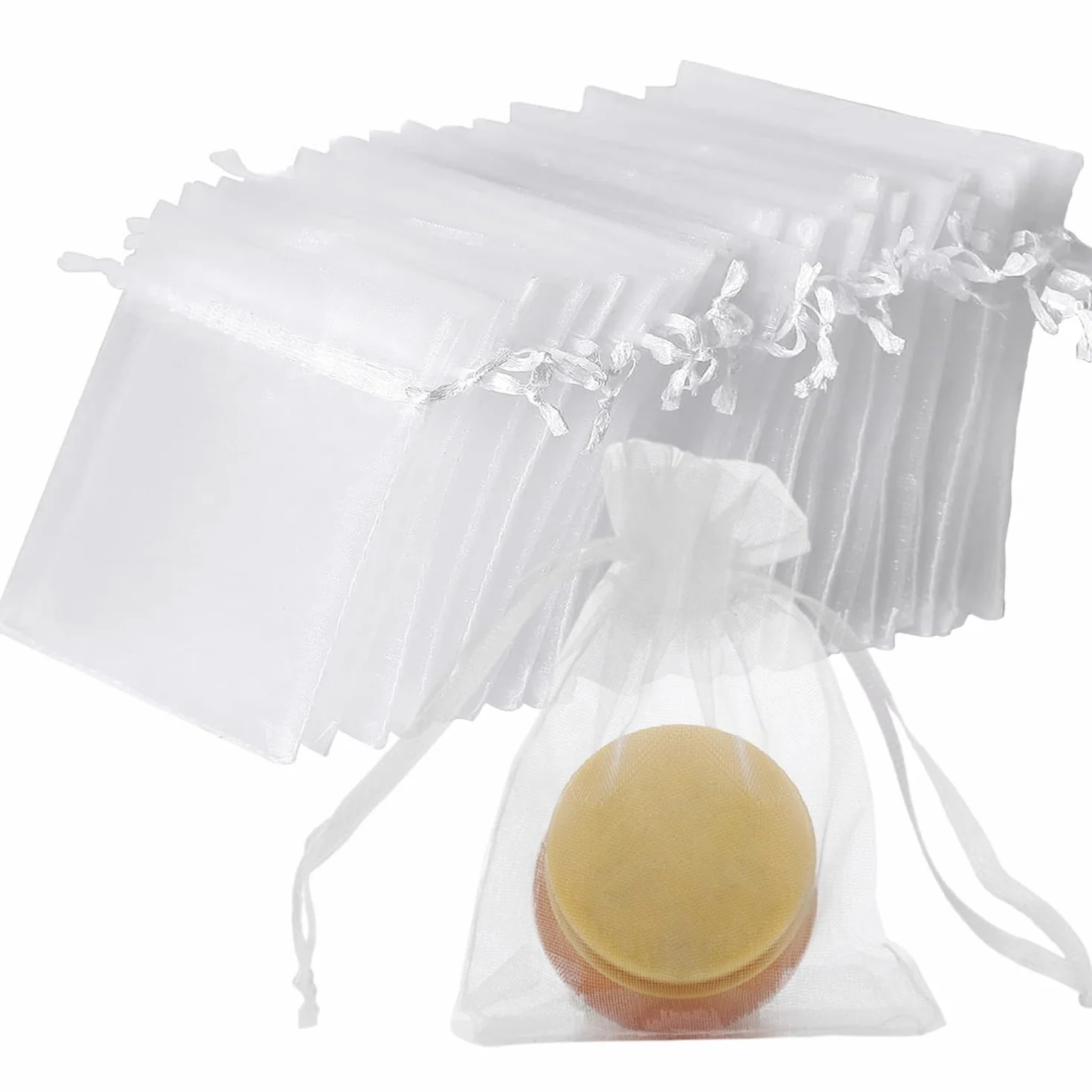 vaolmlop 100 Bolsas De Regalo De Organza,7 X 9 cm,Bolsitas Regalo,Color Blanco,Para Joyas,Festivales,Bodas Favores Y Dulce
