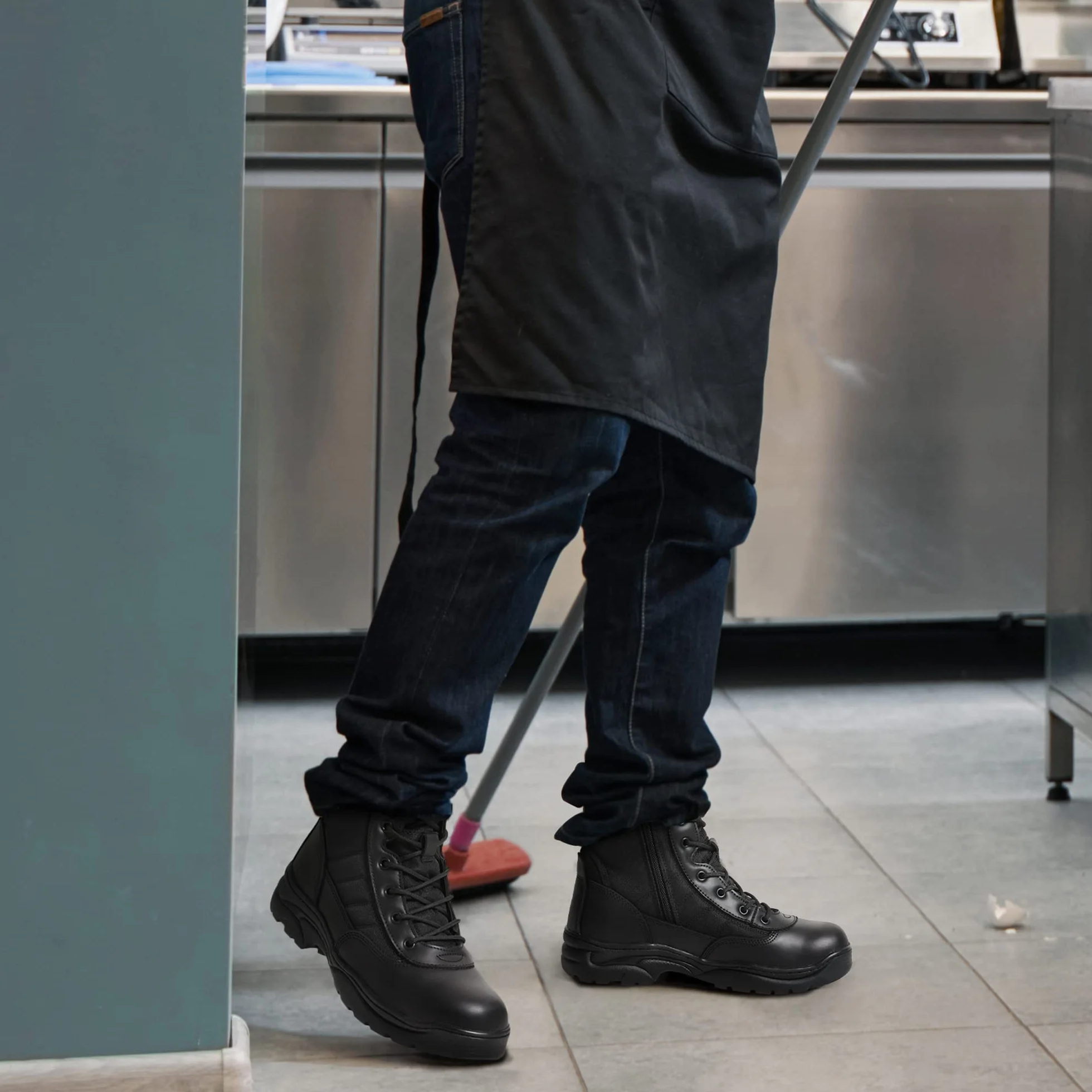NORTIV 8 Botas de Trabajo Tácticas Militares para Hombre con Cremallera Lateral Botas de Combate de Motocicleta de Horma Ancho