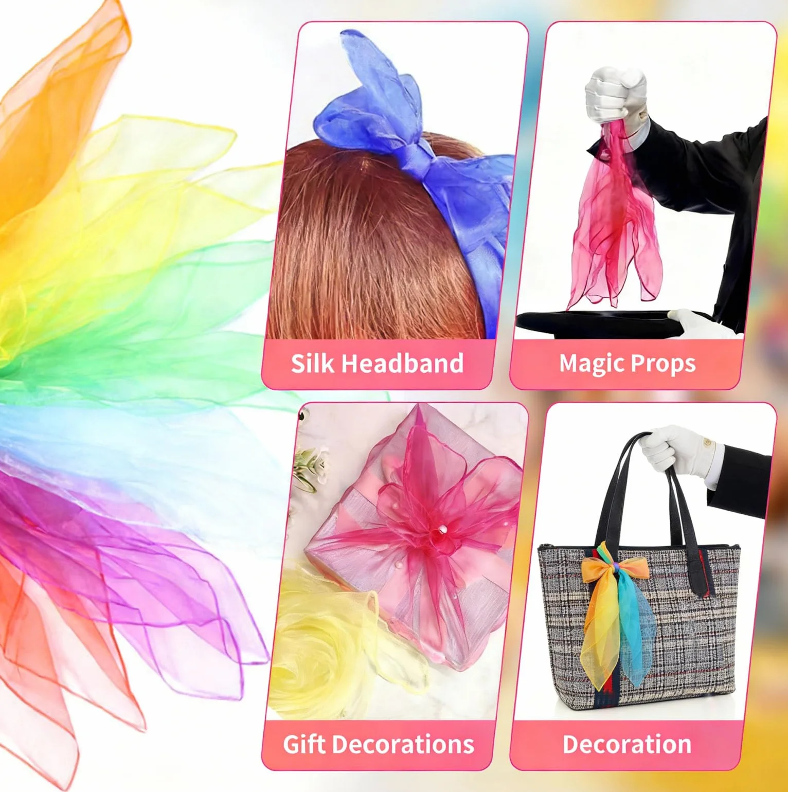 22 Pañuelos de Malabares, Pañuelos de Danza en Tela Chiffon Ultraligera para Espectáculos, Danza y Terapia Sensorial