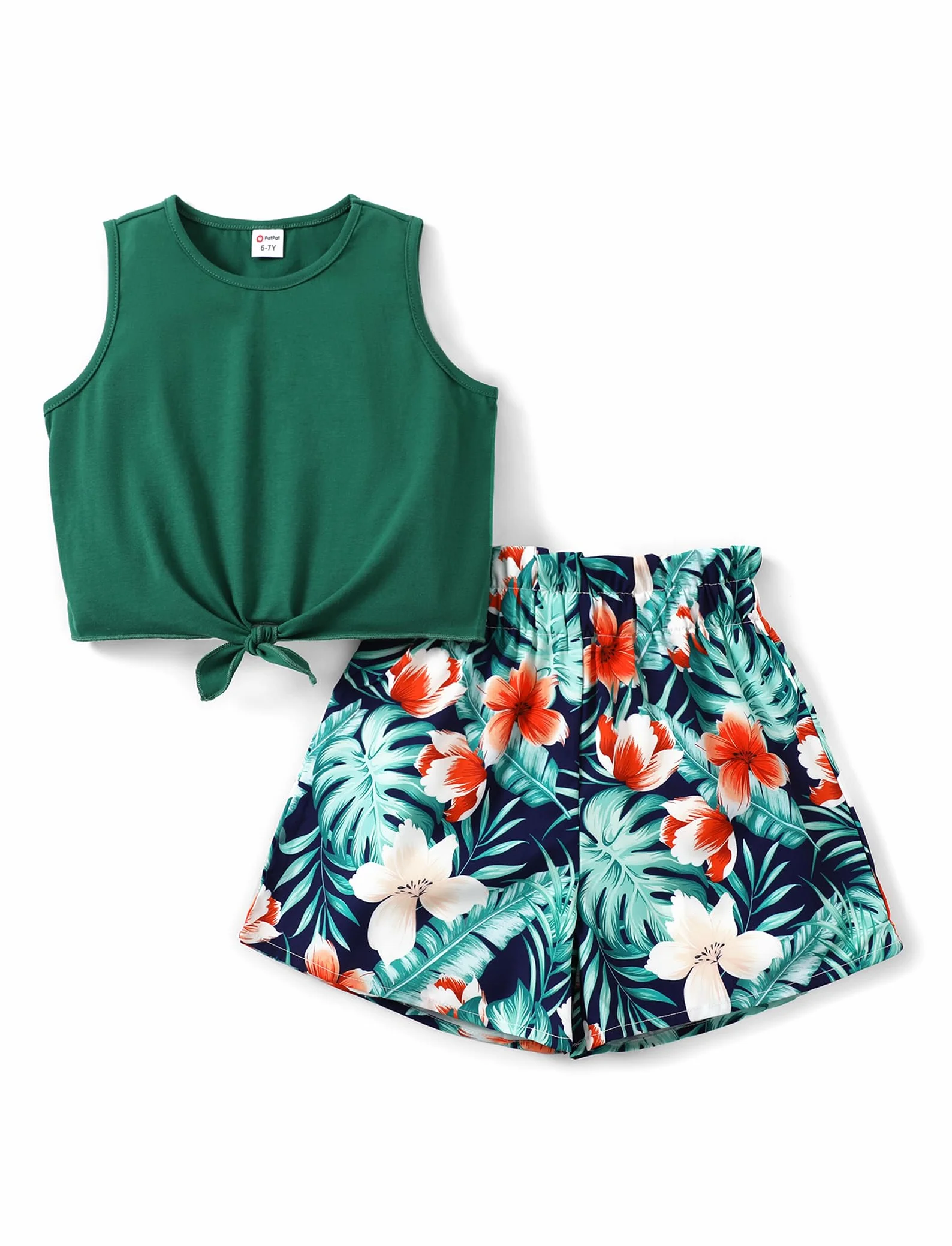 PATPAT Conjunto Niñas Verano - Camiseta Sin Mangas + Shorts Deportivos | Ropa Adolescente Cumpleaños Regalo, Escuela, Playa o Fiestas | Outfit 2 Piezas para Niña 3-12 Años (Estilo Casual Deportivo)