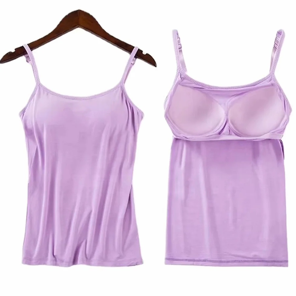 Camiseta de Tirantes para Mujer con Sujetador Incorporado y Tirantes Finos Ajustables, Camisetas Deportivas sin Mangas, Ropa Interior básica