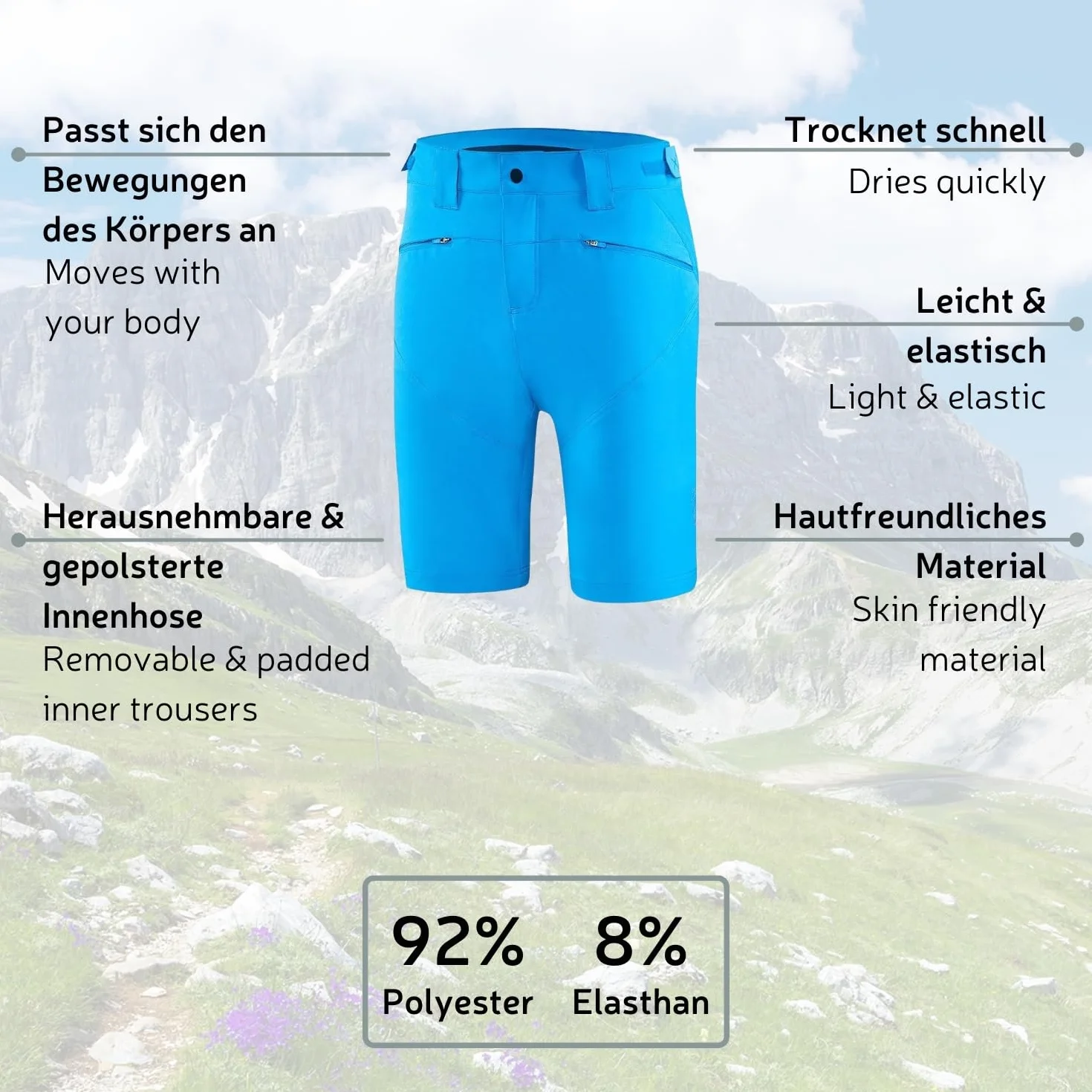 Black Crevice Pantalón de MTB para Hombre I Tallas I pantalón de Ciclismo para Hombre Resistente y Transpirable I pantalón de MTB con Forro Interior y Acolchado