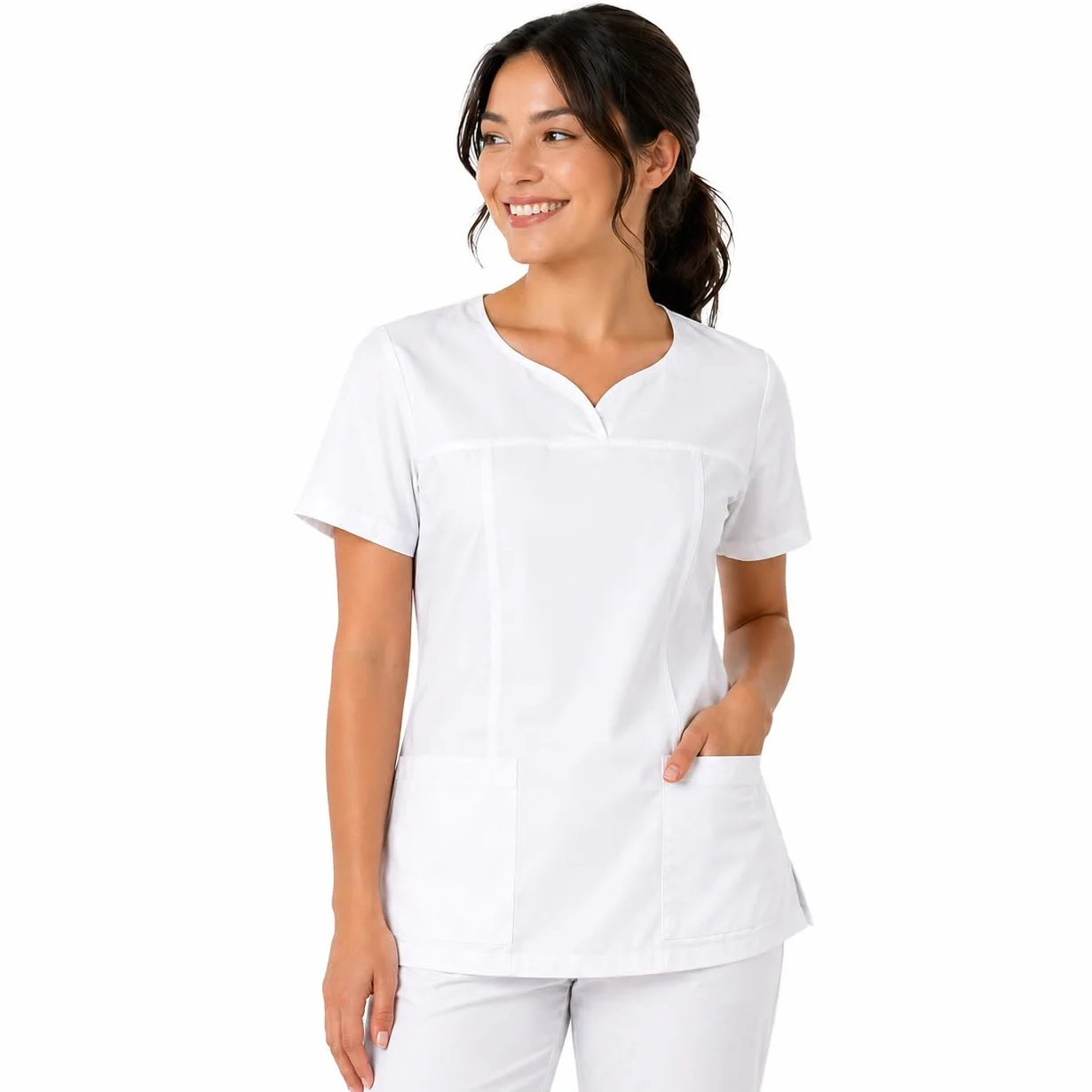 B-well Ines Casaca Elástica Señora Uniforme Estética Casacas Sanitarias Mujer Manga Corta Cuello V Uniformes Sanitarios Mujereterinarios