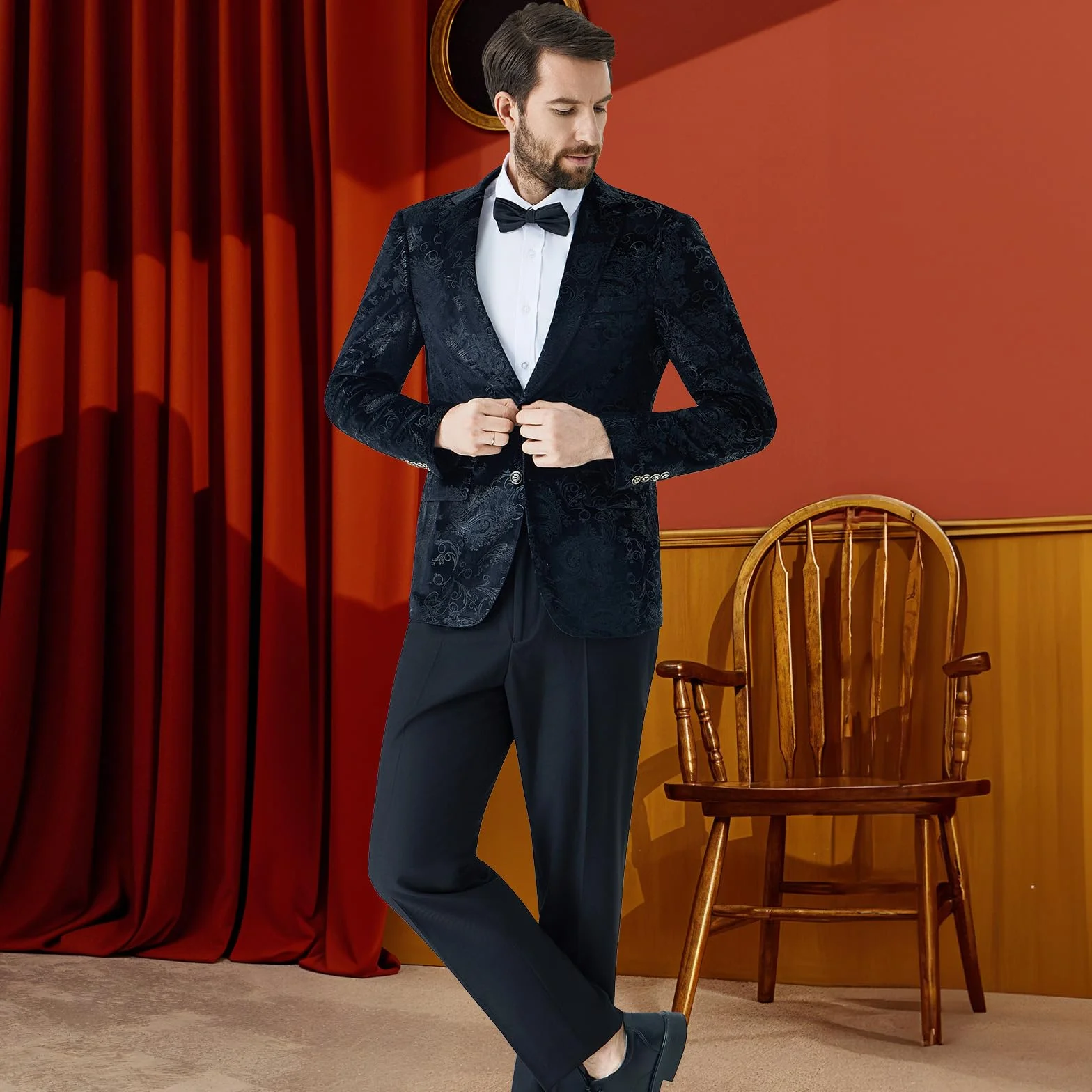Blazer para Hombre de Lentejuelas Chaqueta Elegante con Purpurina Dorada Blazers Casual de Boda