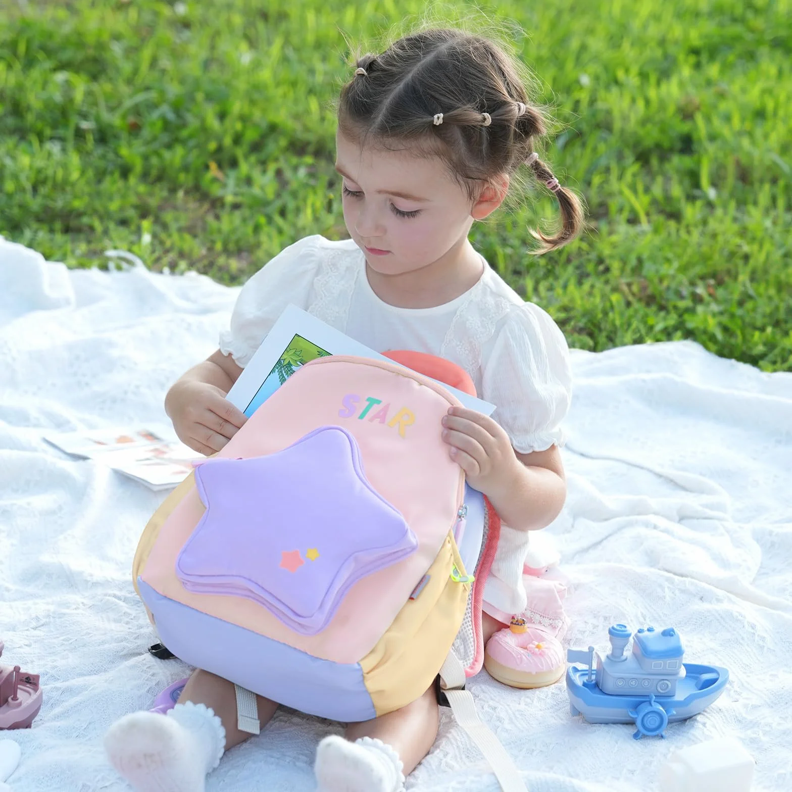 GAGAKU Mochila Infantil Guarderia para Niñas de 2-4 años, 30 cm Mochila Pequeña Escolar Mochila de Jardín Infantil Mochila de Viaje Transpirable Cómod - Estrellas